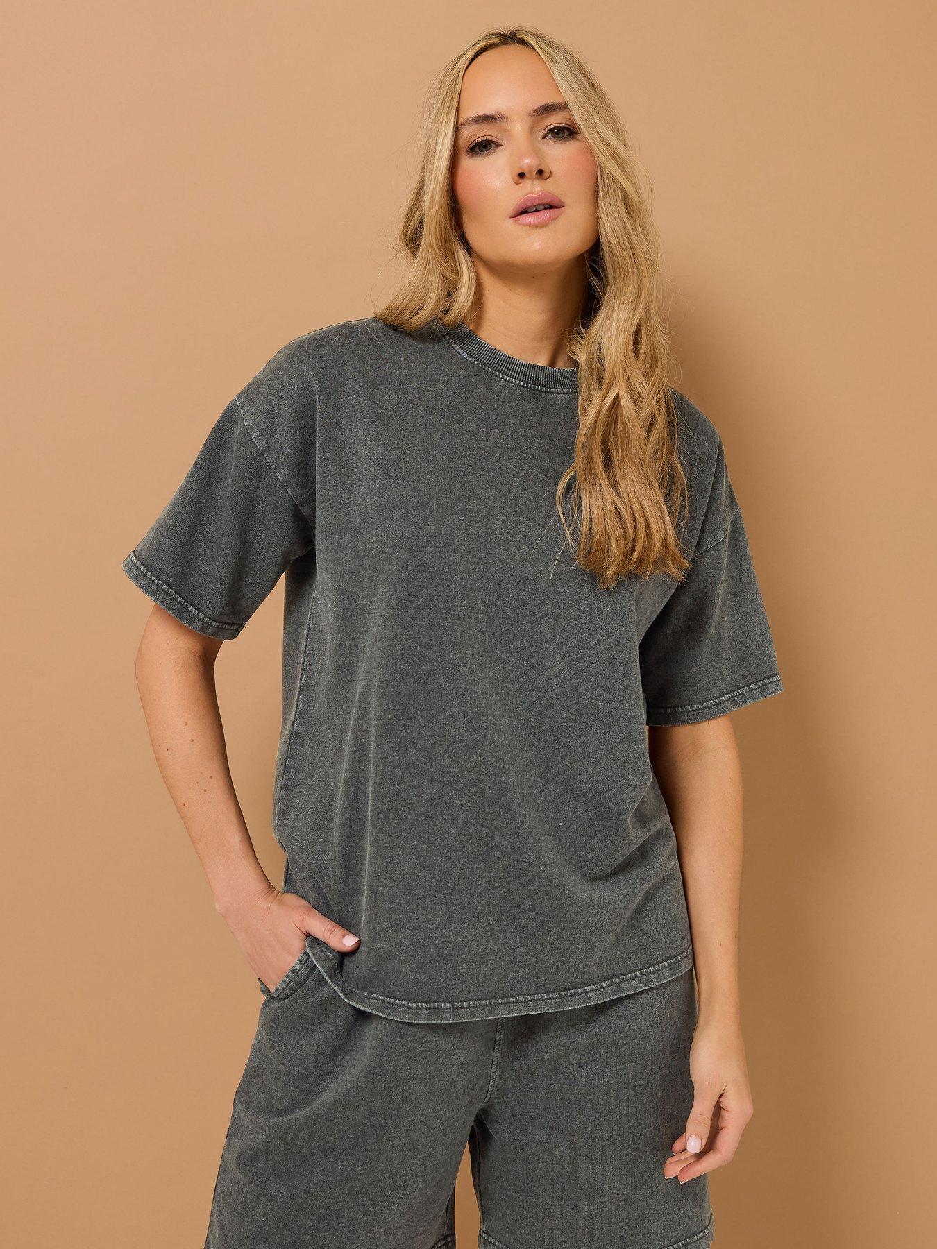 undefined Acid Wash Short Sleeve Sweat - Black