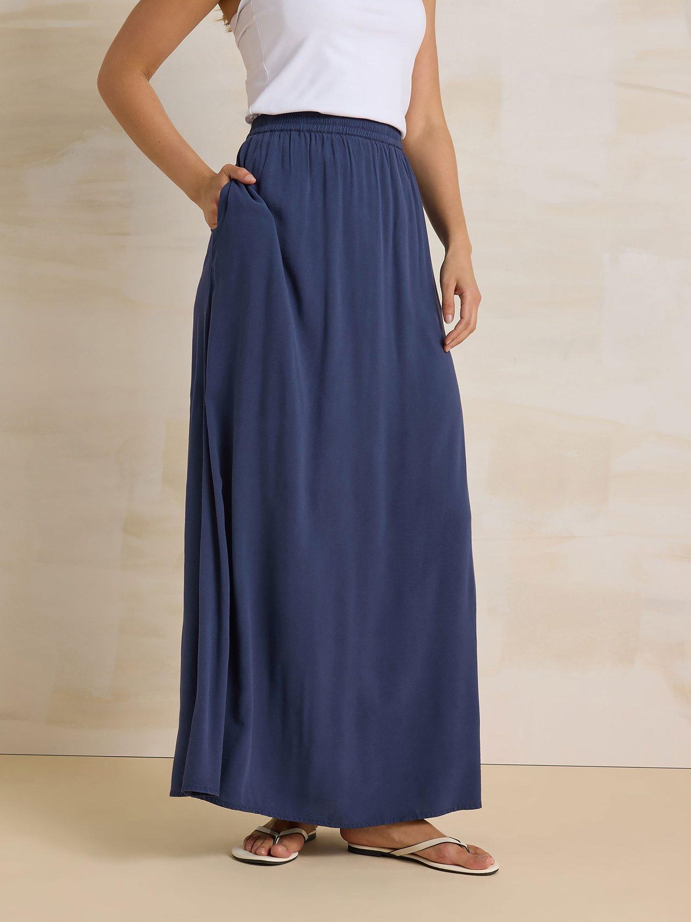 front image of long-tall-sally-acid-wash-skirt-blue