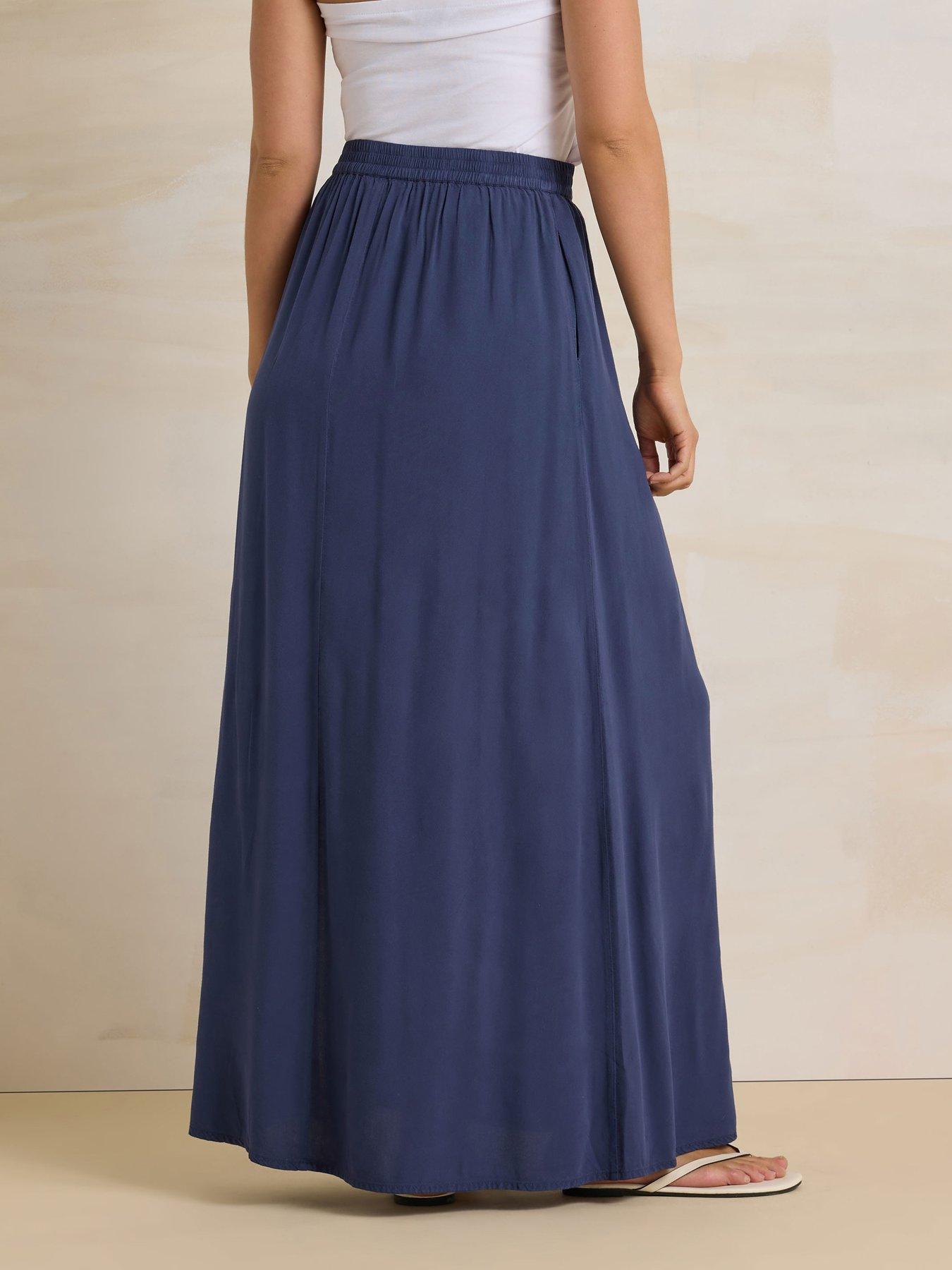 stillFront image of long-tall-sally-acid-wash-skirt-blue