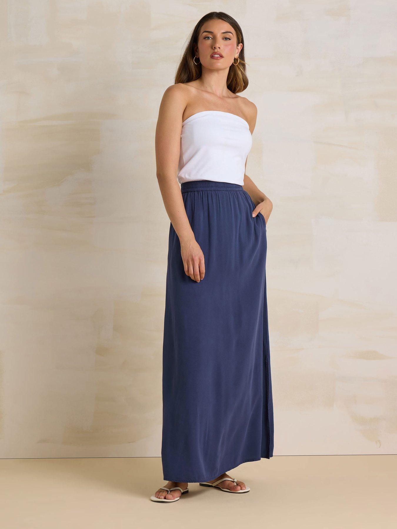  image of long-tall-sally-acid-wash-skirt-blue