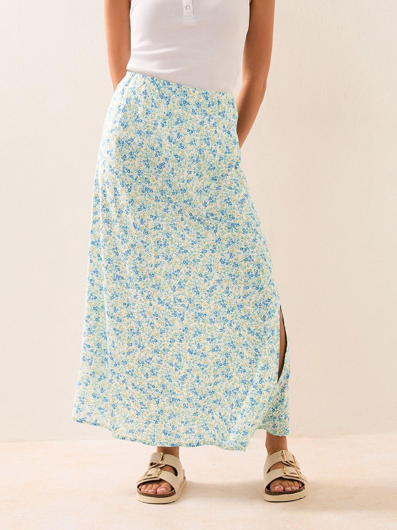 undefined Petite A Line Midaxi Skirt - Blue