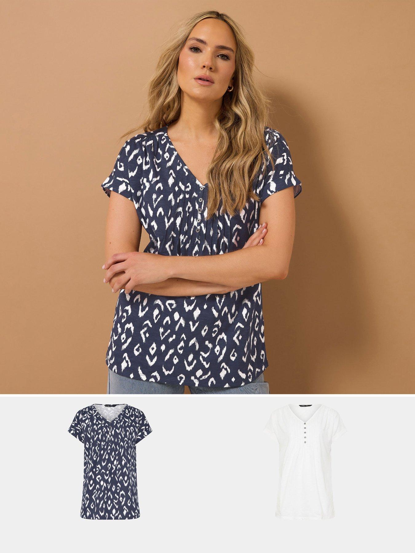 long-tall-sally-2-pack-short-sleeve-pintuck-henley-top-blue