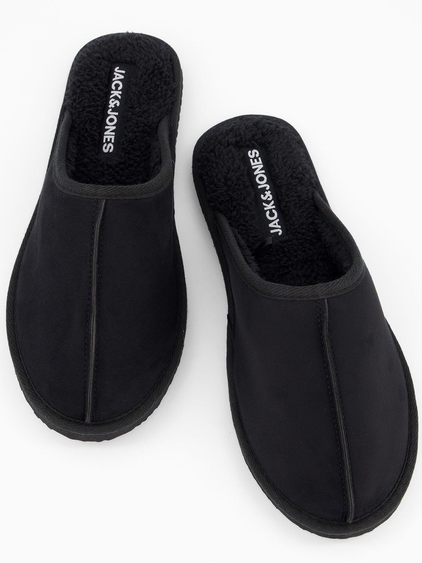  image of jack-jones-microfibre-slipper-dark-grey
