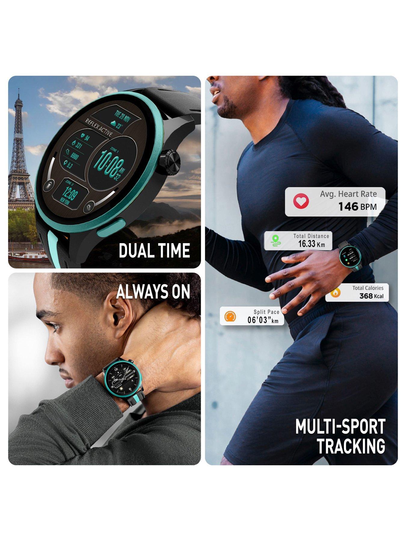  image of reflex-active-series-54-amoled-gps-black-and-green-smart-calling-watch