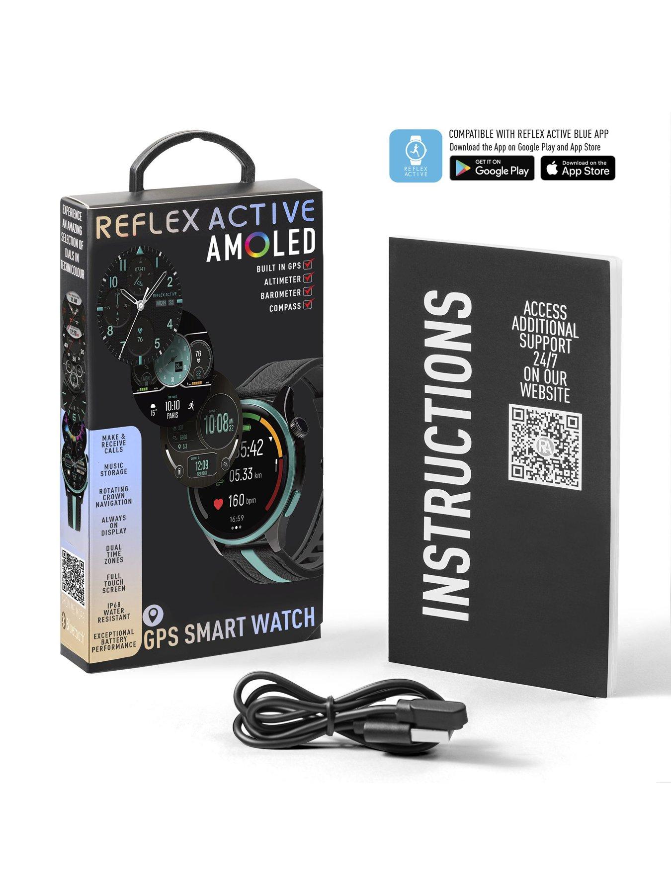  image of reflex-active-series-54-amoled-gps-black-and-green-smart-calling-watch