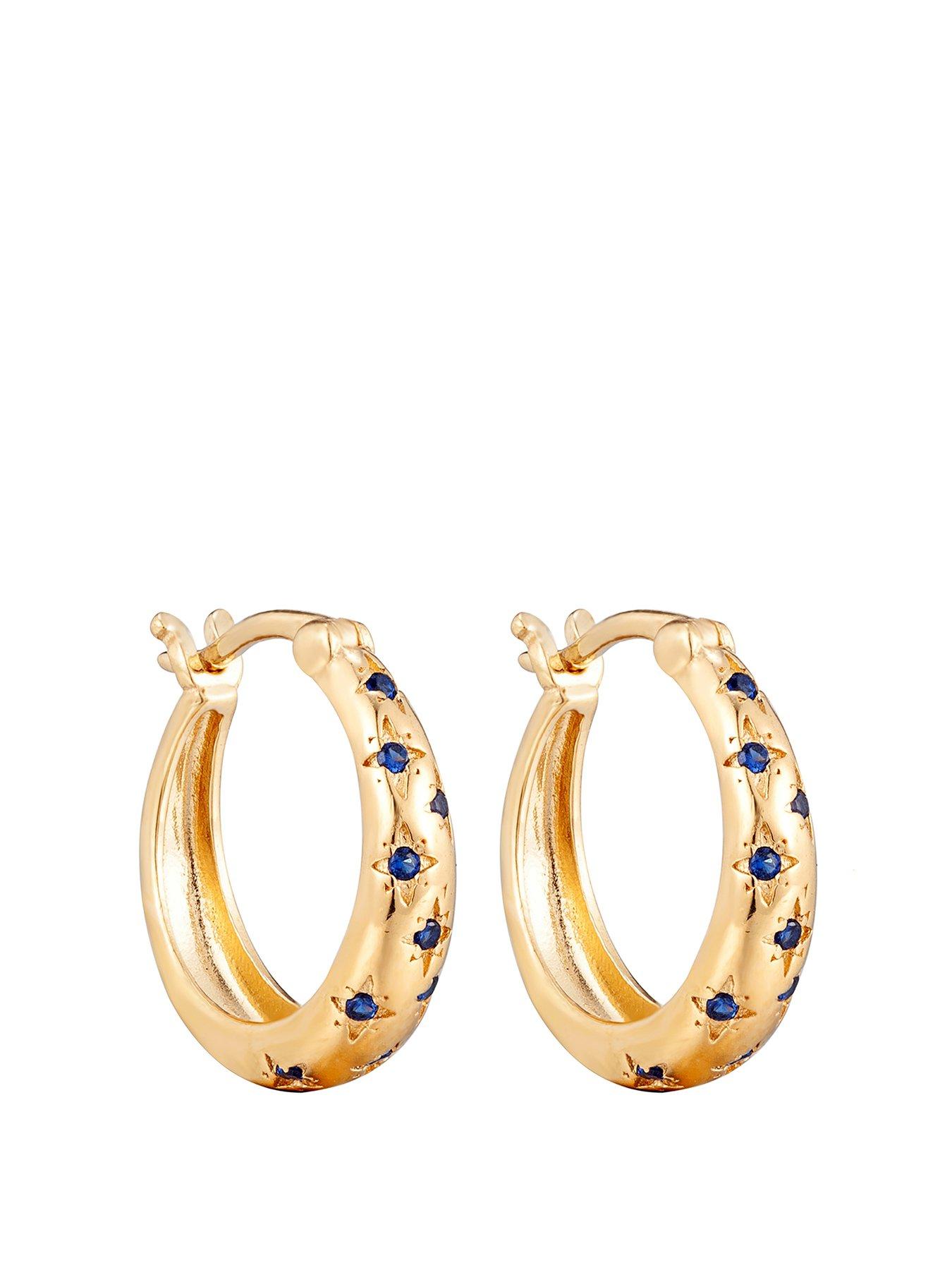 the-love-collection-18ct-gold-plated-sapphire-star-hoops