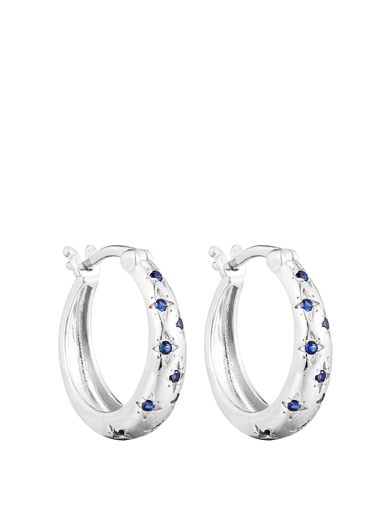 the-love-collection-sterling-silver-sapphire-star-hoops