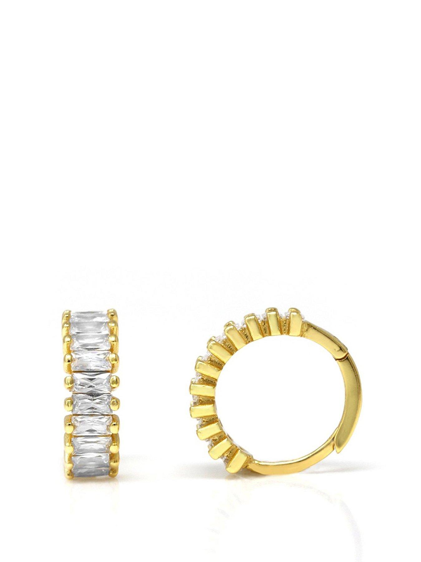 Image 1 of 2 of Say It With Baguette Hug Earrings - Gold