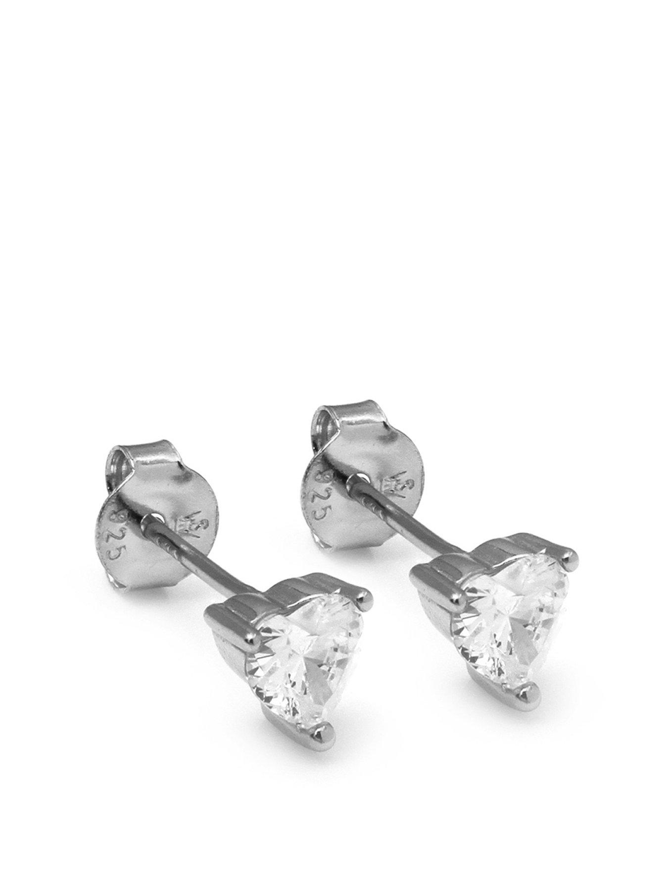Image 1 of 2 of Say It With Stone Heart Earrings - Sterling Silver