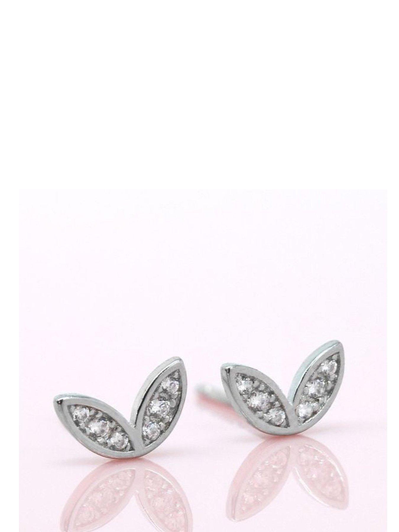 Say It With Winged Earrings with CZ Stones - Sterling Silver