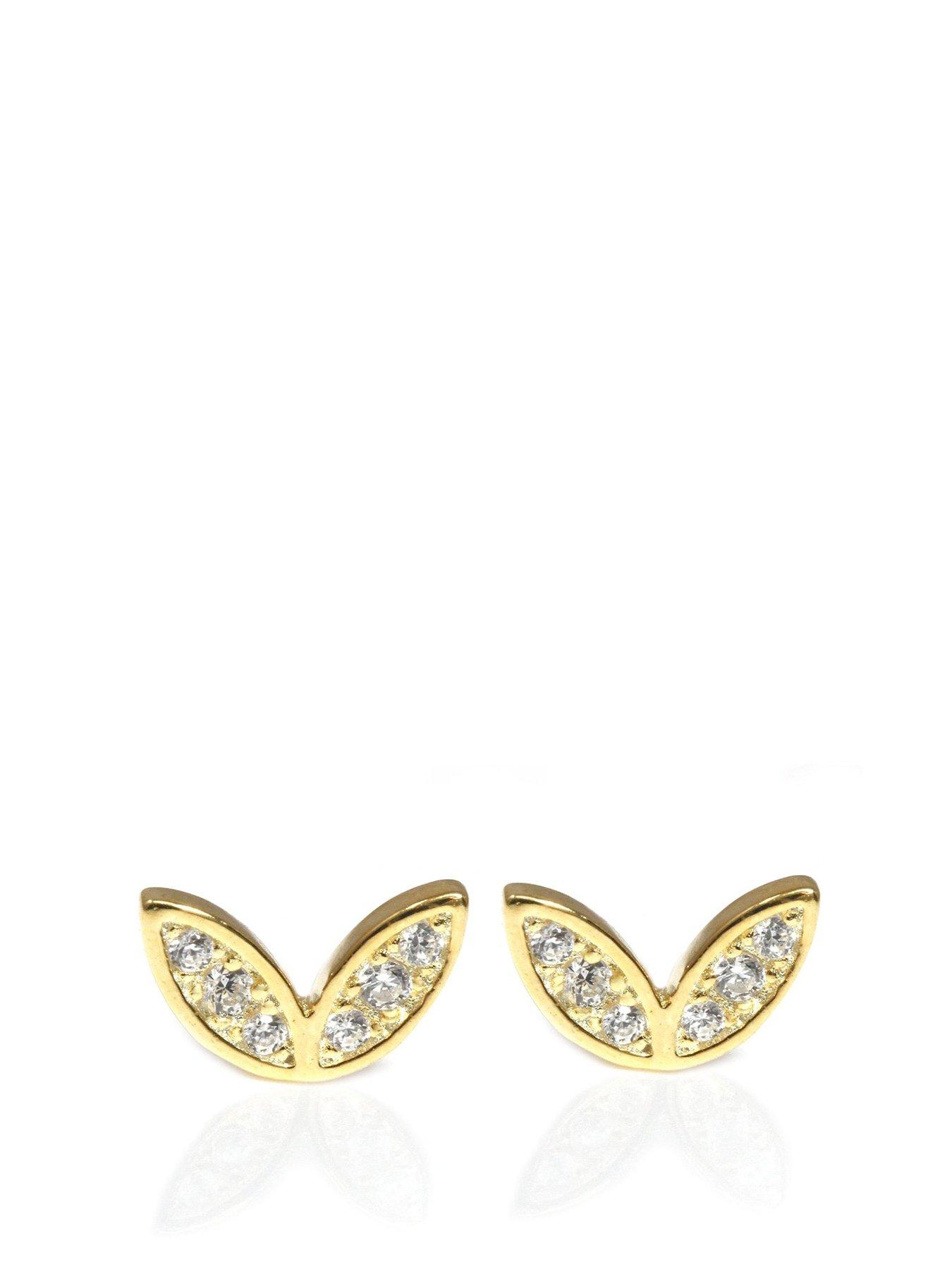 undefined Winged Earrings with CZ Stones - 18ct Yellow Gold Plated