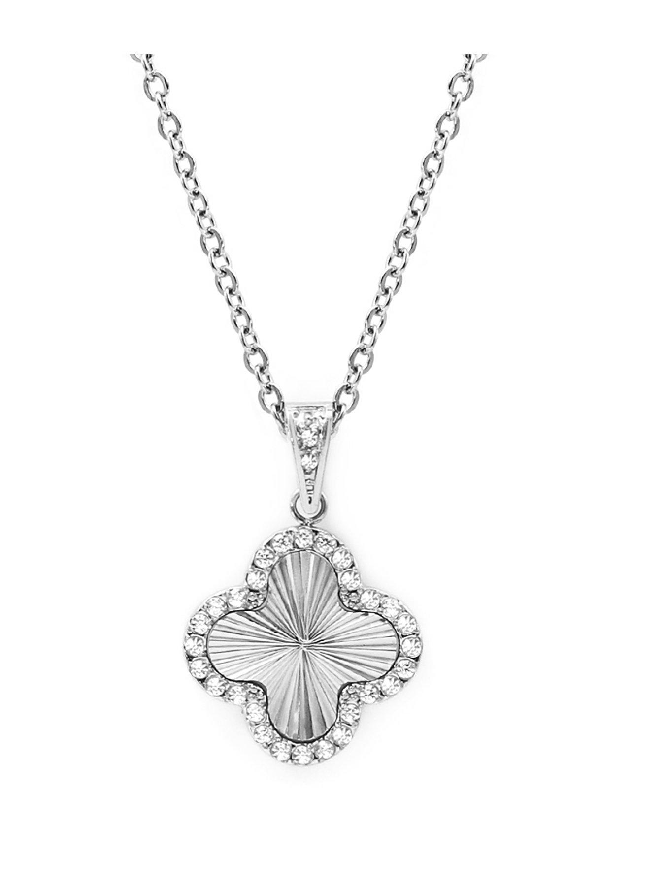 say-it-with-cz-clover-necklace-silver