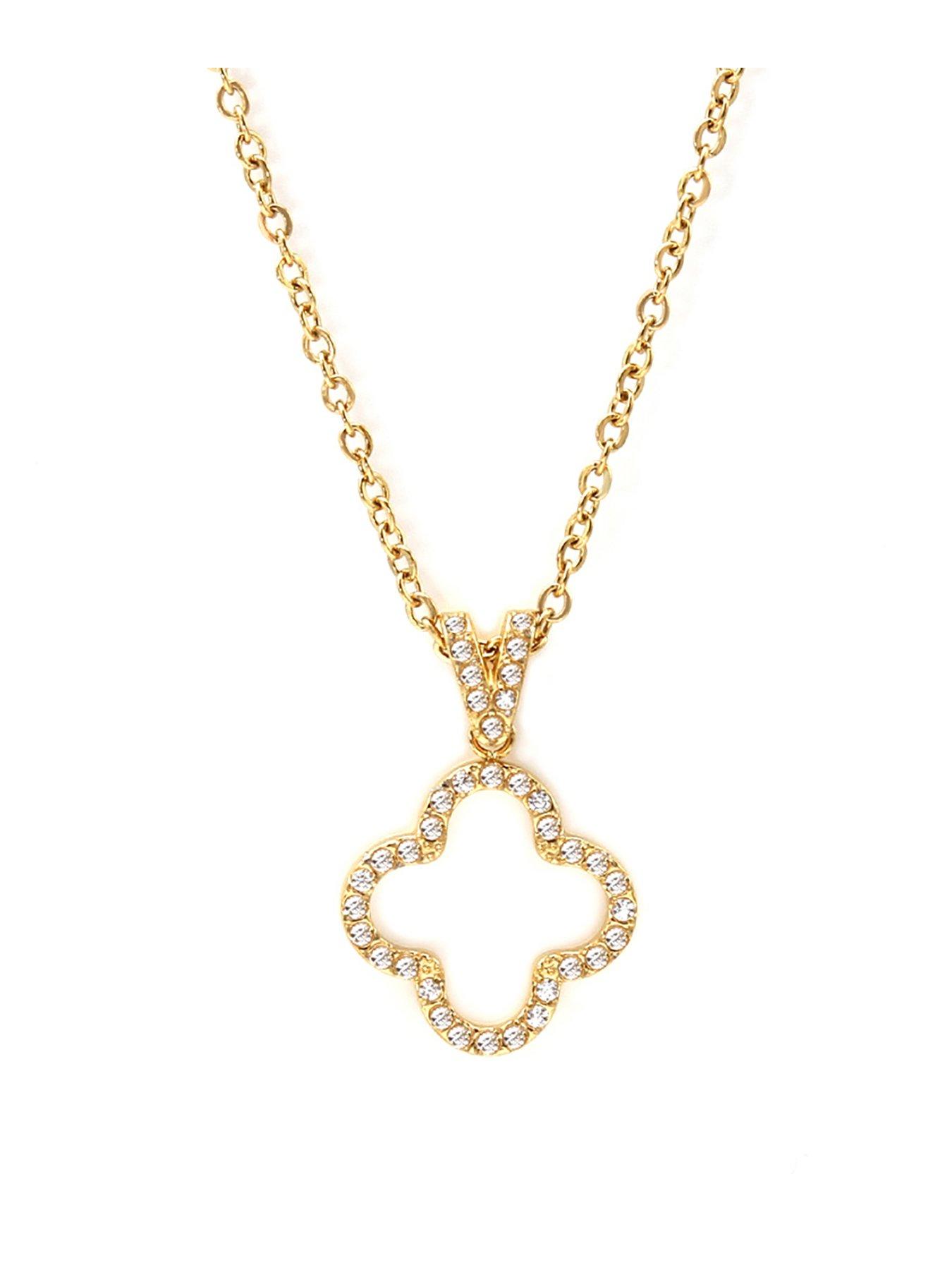 say-it-with-open-clover-cz-necklace-gold