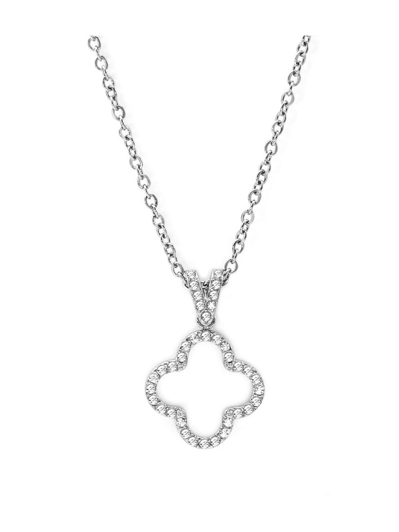 say-it-with-open-clover-cz-necklace-silver