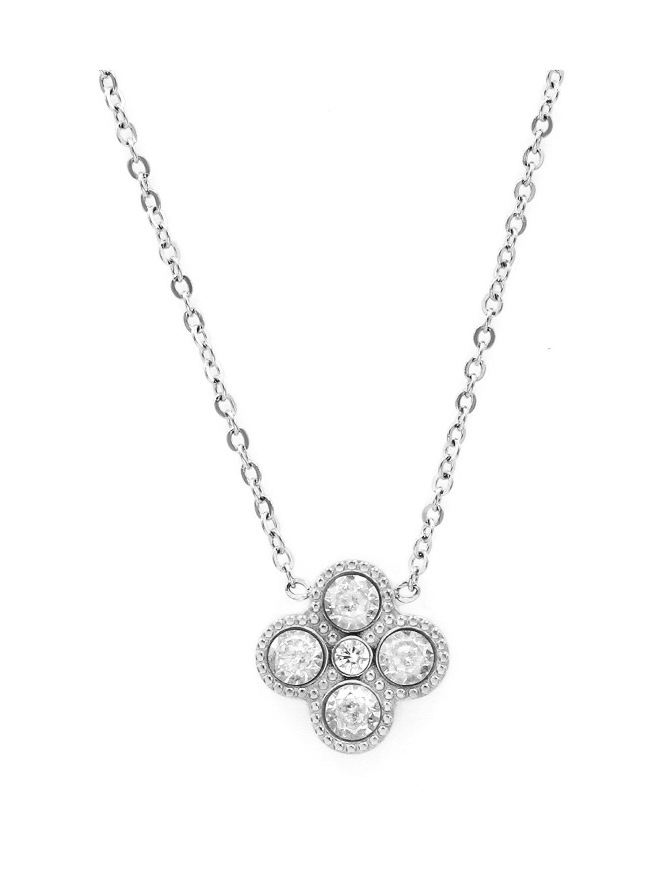 Say It With Full CZ Clover Necklace - Silver