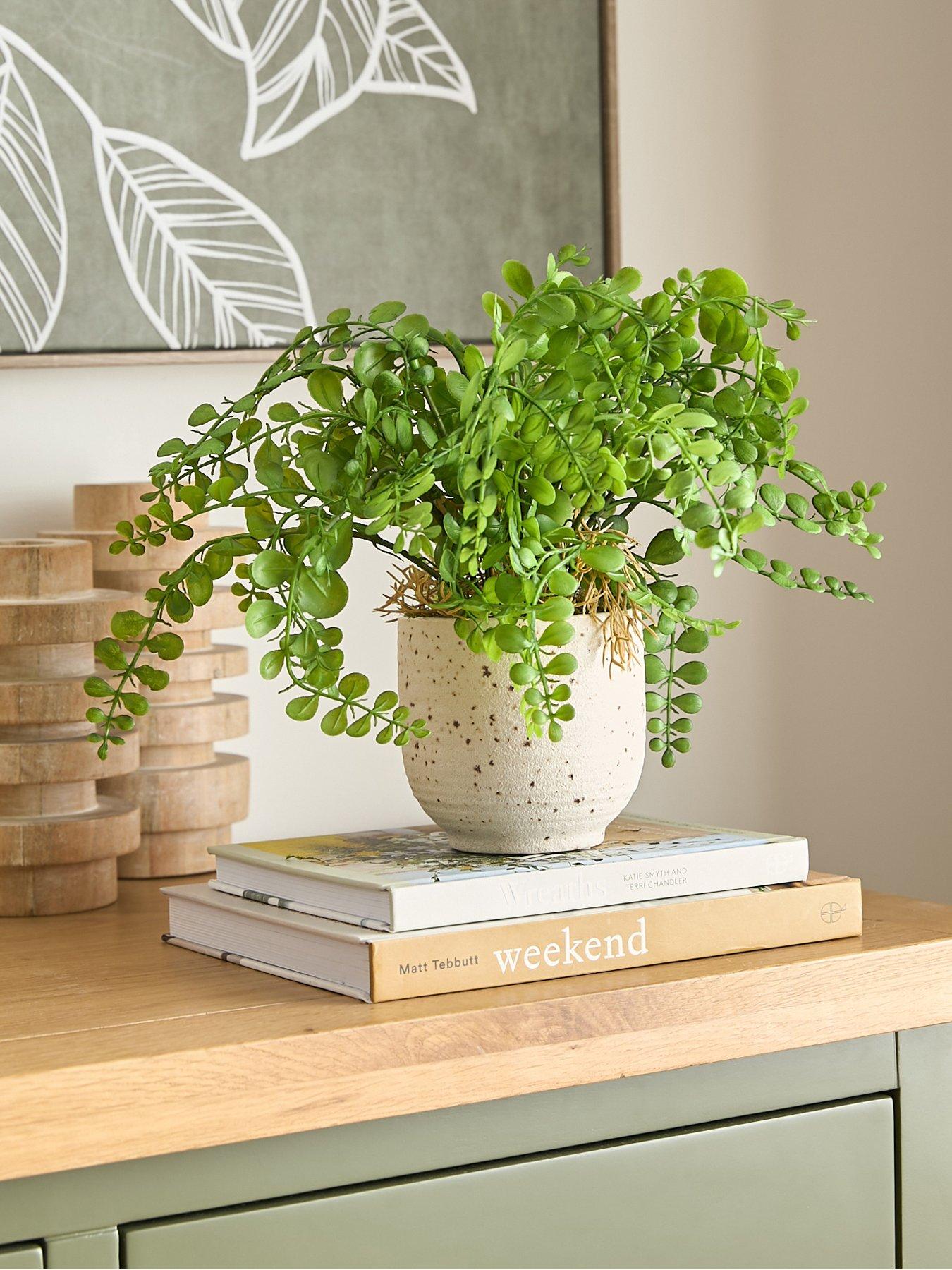 front image of very-home-artificial-fern-in-speckled-ceramic-pot