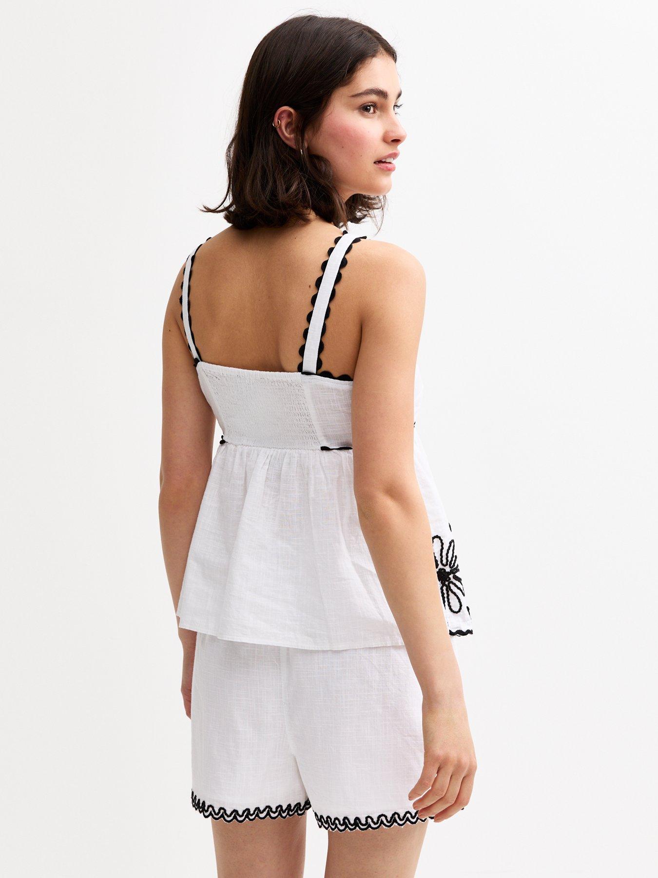  image of new-look-daisy-embroidered-cami-top-white