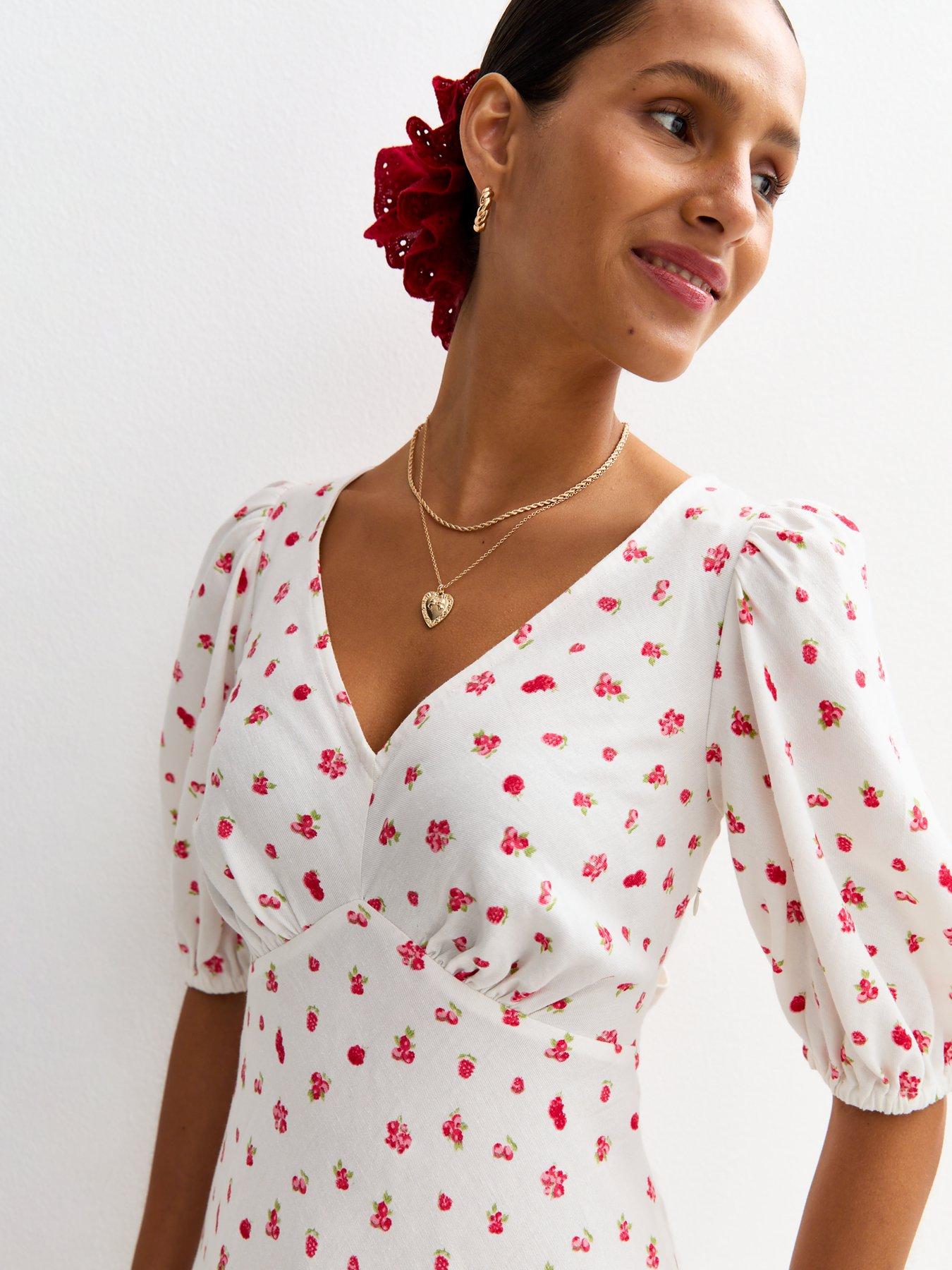  image of new-look-berry-print-tie-back-midi-dress-white
