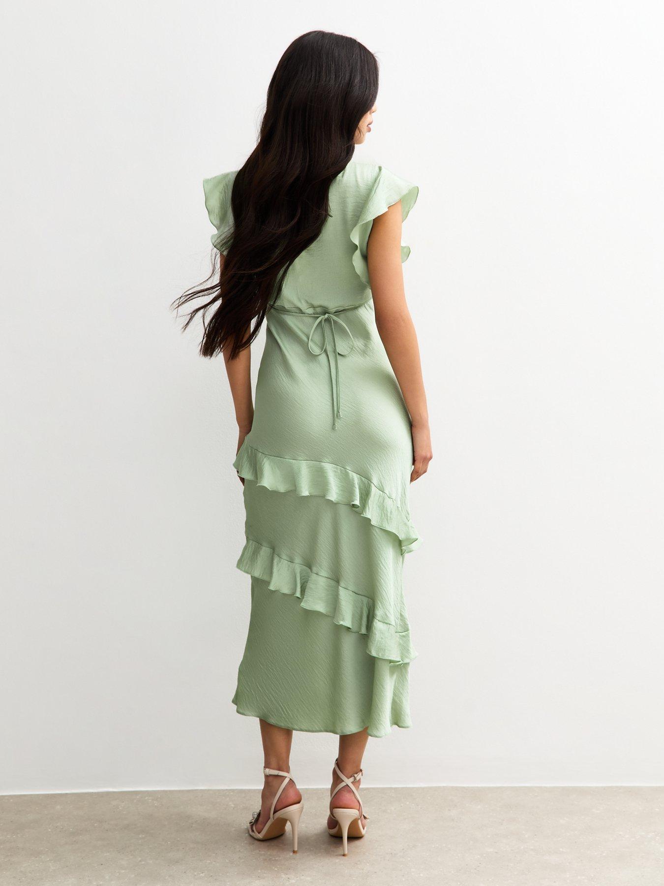 slim fit dress slacks Current Air Women's Surplice Bodice Midi Dress Forest Green / M main image 1