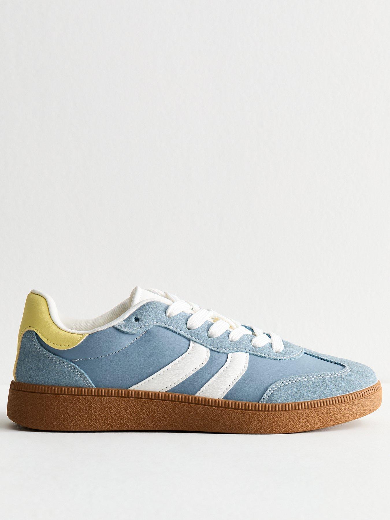 undefined Panelled Faux Suede Contrast Trim Trainers - Blue
