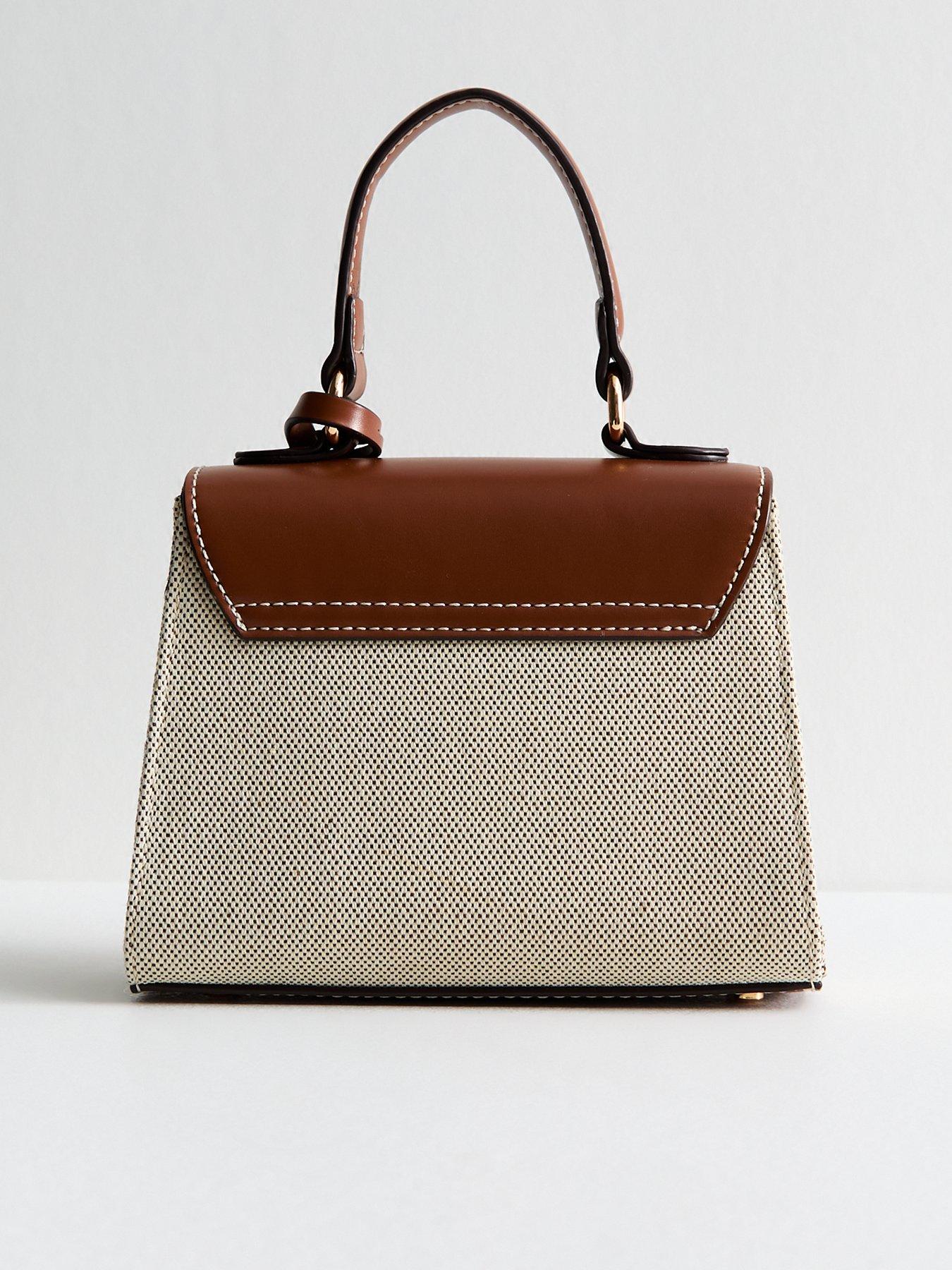 back image of new-look-talia-faux-leather-and-canvas-mini-crossbody-bag-brown