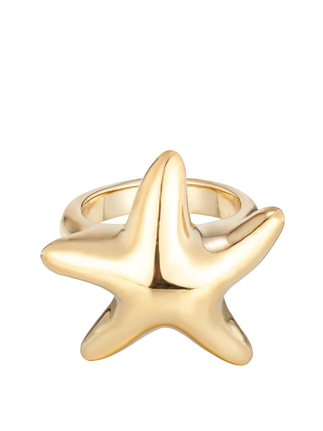 undefined 18ct Gold Plated Chunky Starfish Ring