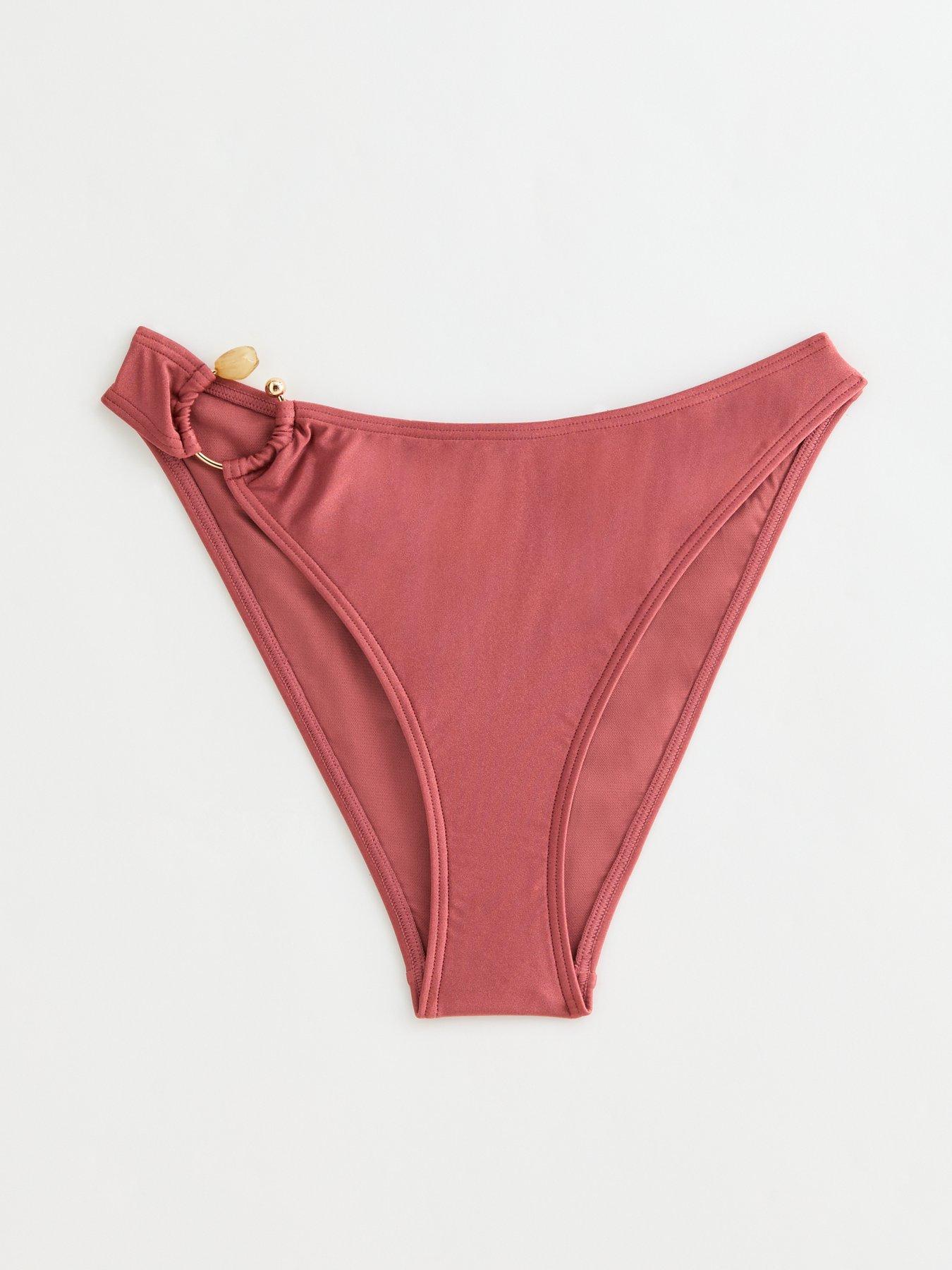  image of new-look-dark-pink-high-cut-hipster-bikini-briefs