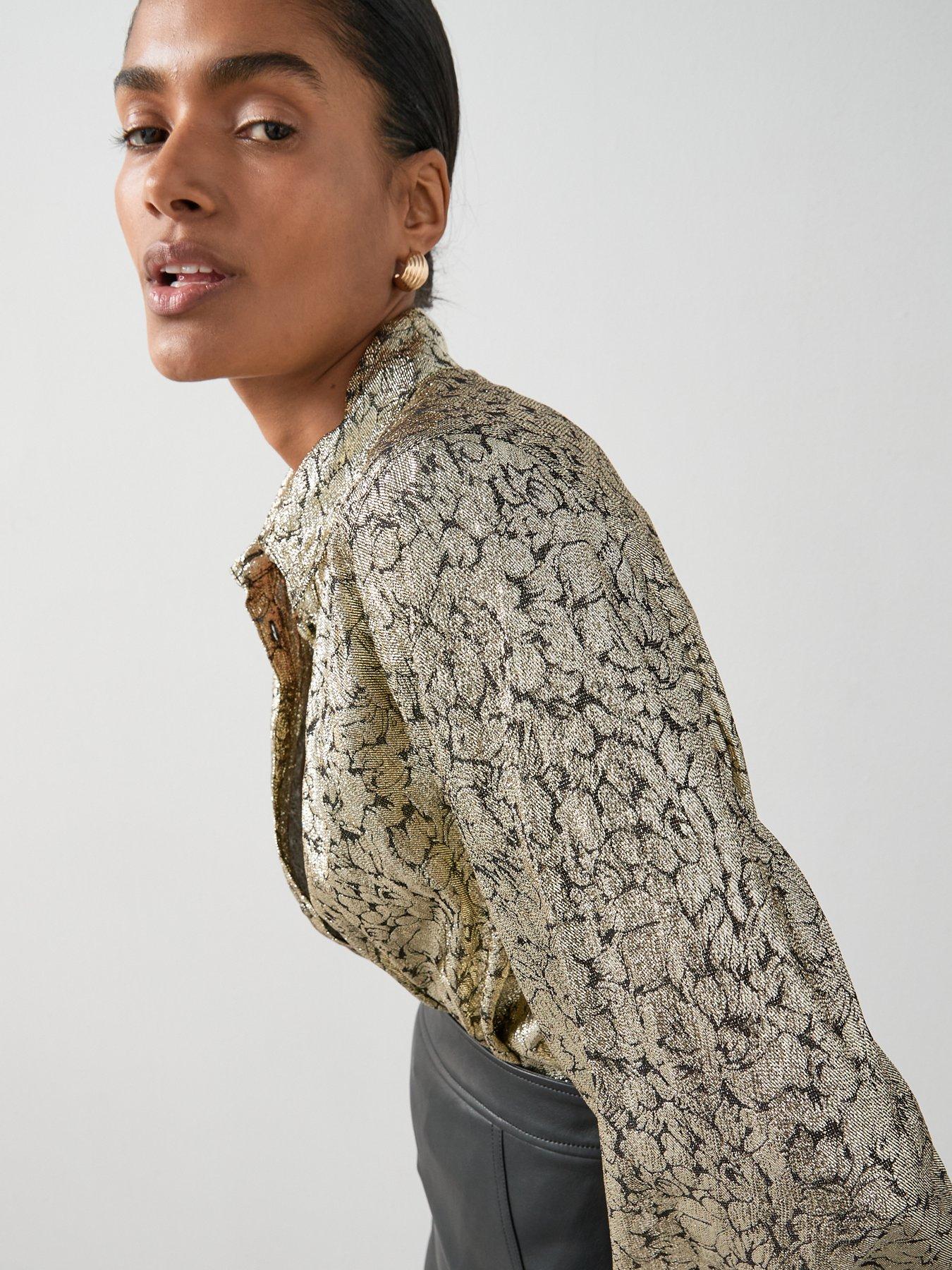 Image 6 of 7 of The Very Collection Spot Lurex Longline Shirt - Black