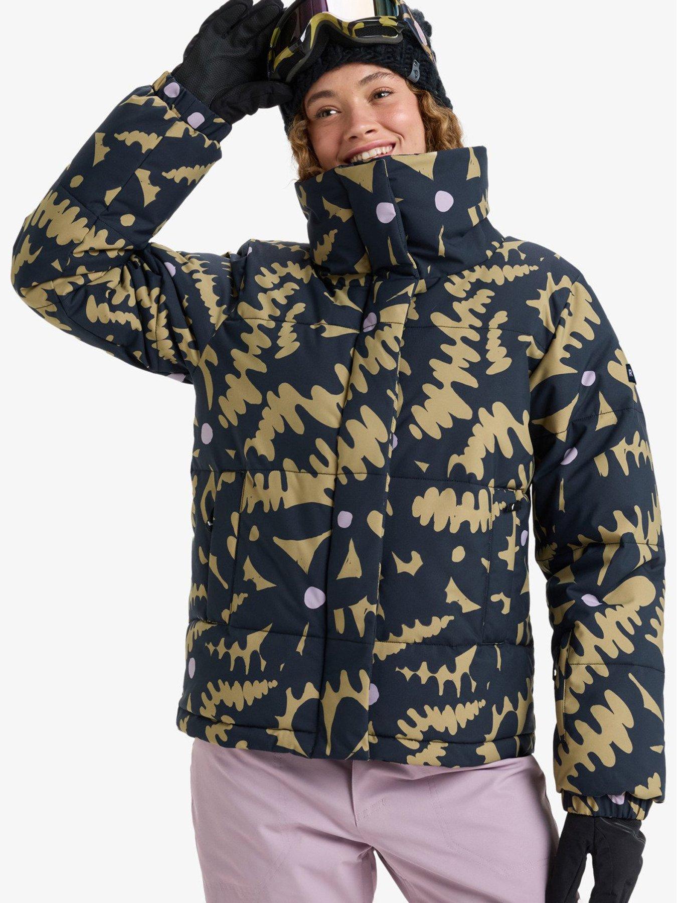 Roxy Womens Technical Ski Snow Winter Rebel Jacket - Black/Brown