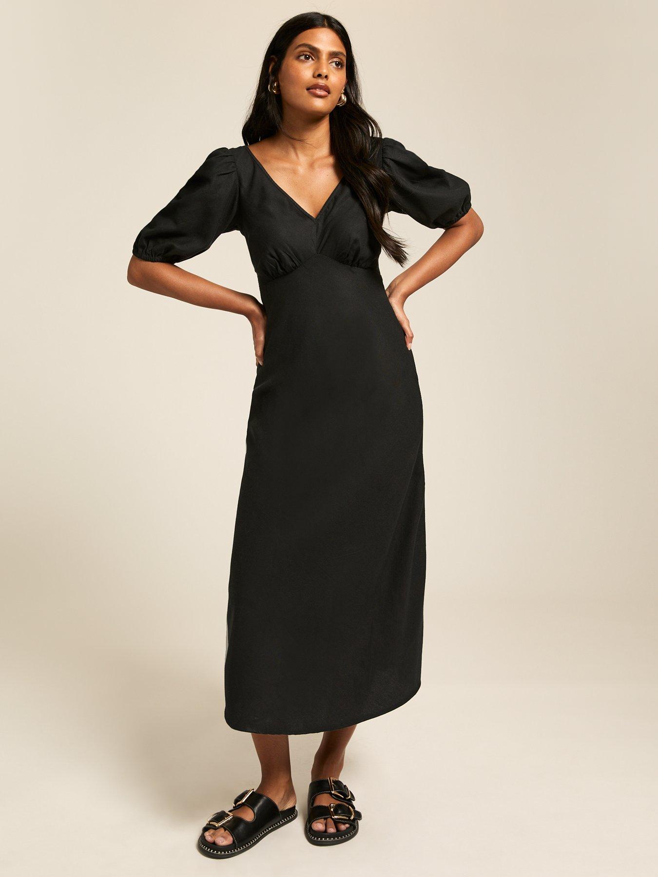 New Look Bow Tie Back Midi Dress - Black | Littlewoods