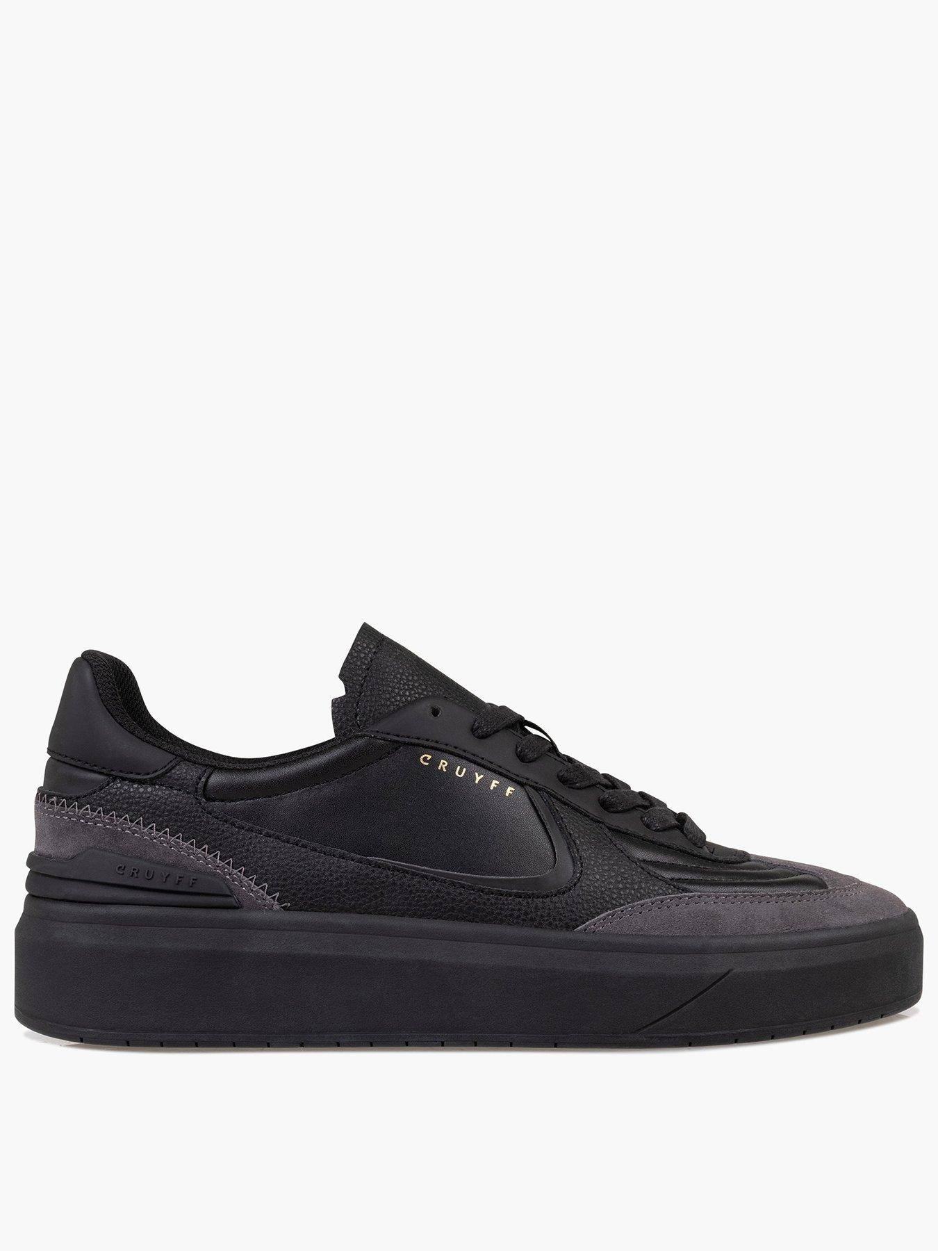  image of cruyff-aztec-soft-leather-and-suede-trainers--black