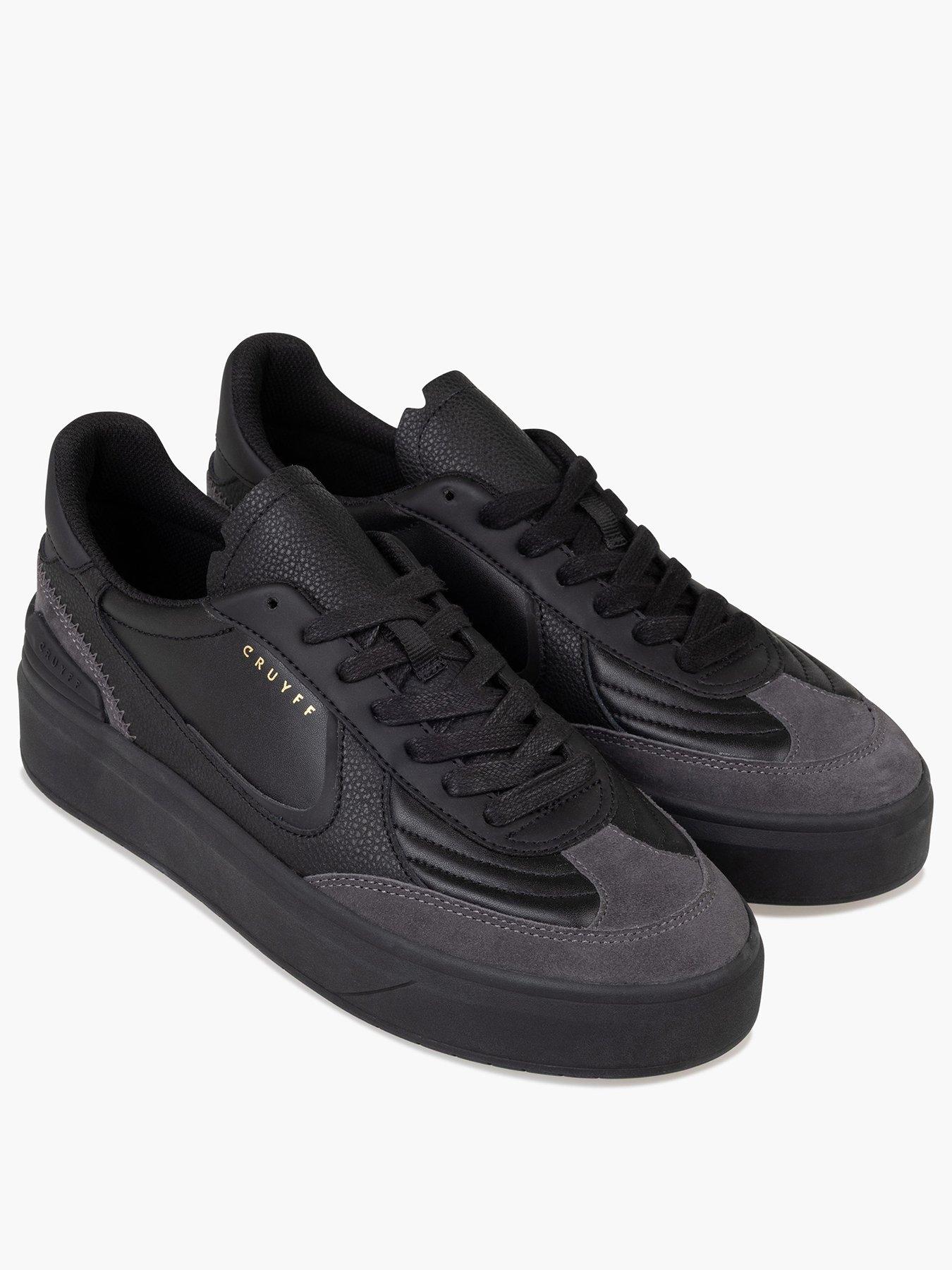  image of cruyff-aztec-soft-leather-and-suede-trainers--black