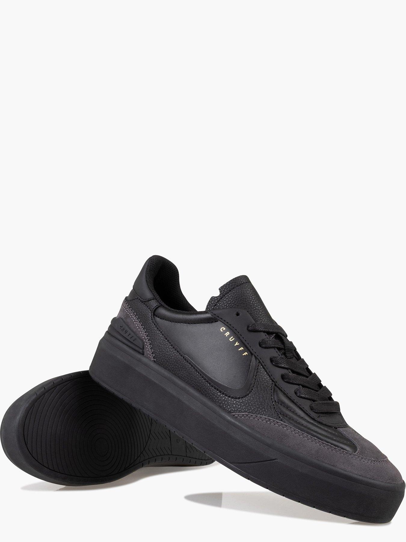  image of cruyff-aztec-soft-leather-and-suede-trainers--black