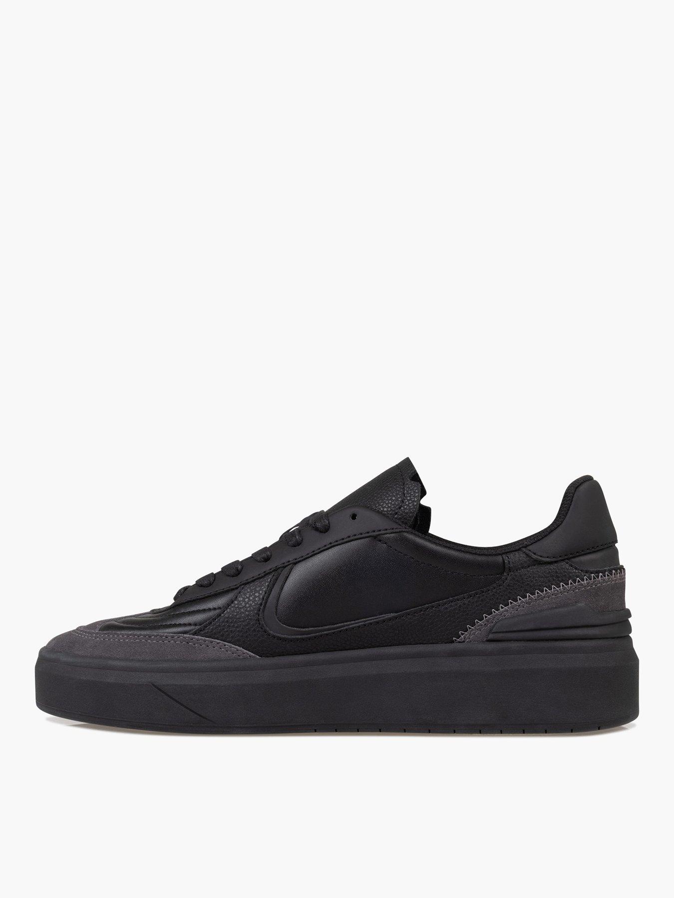 image of cruyff-aztec-soft-leather-and-suede-trainers--black