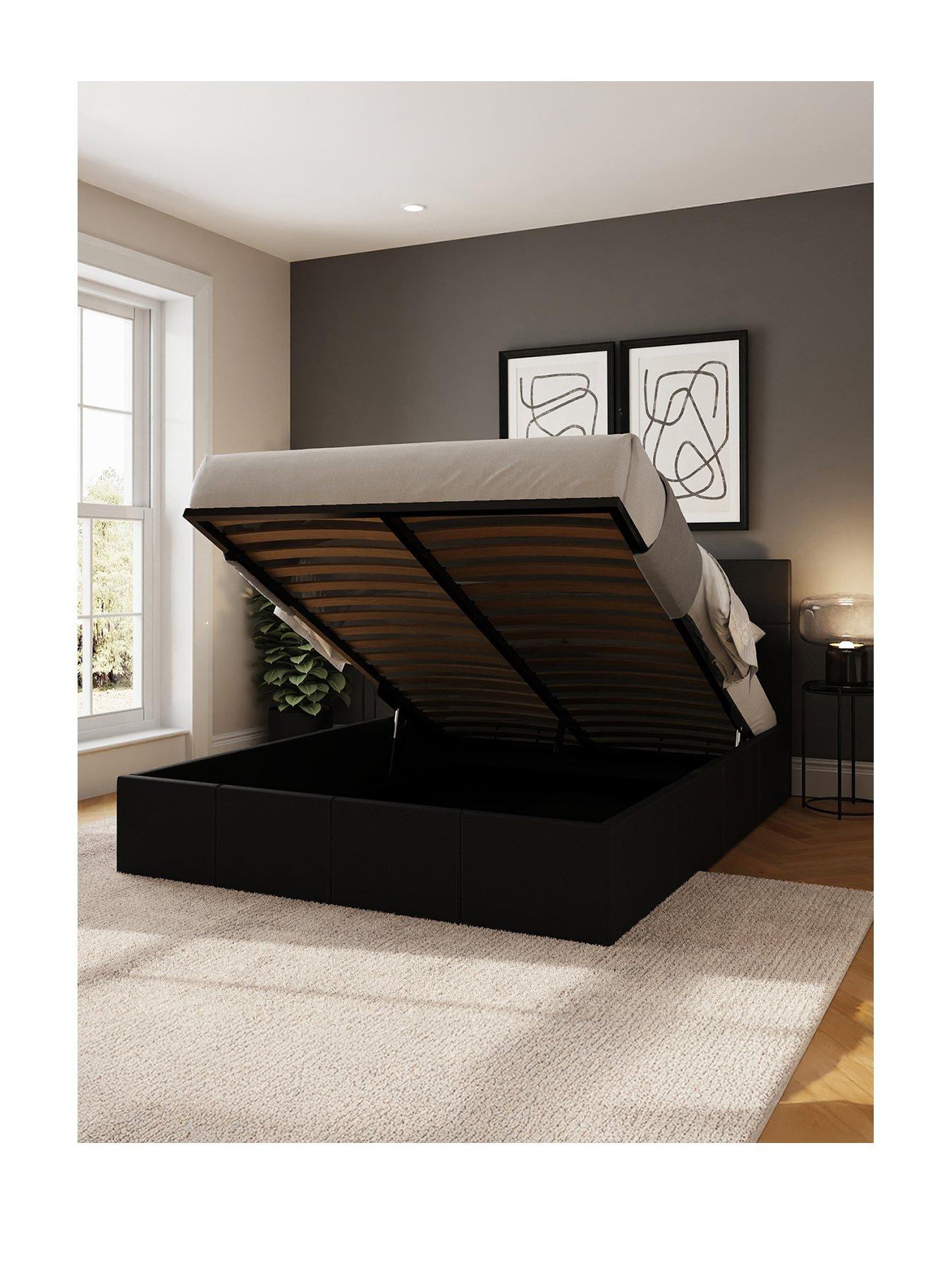 Image 2 of 7 of GFW Odessa Faux Leather&nbsp;End Lift Storage Ottoman Bed with Sleepycastle&nbsp;Mattress Options (Buy &amp; SAVE!)