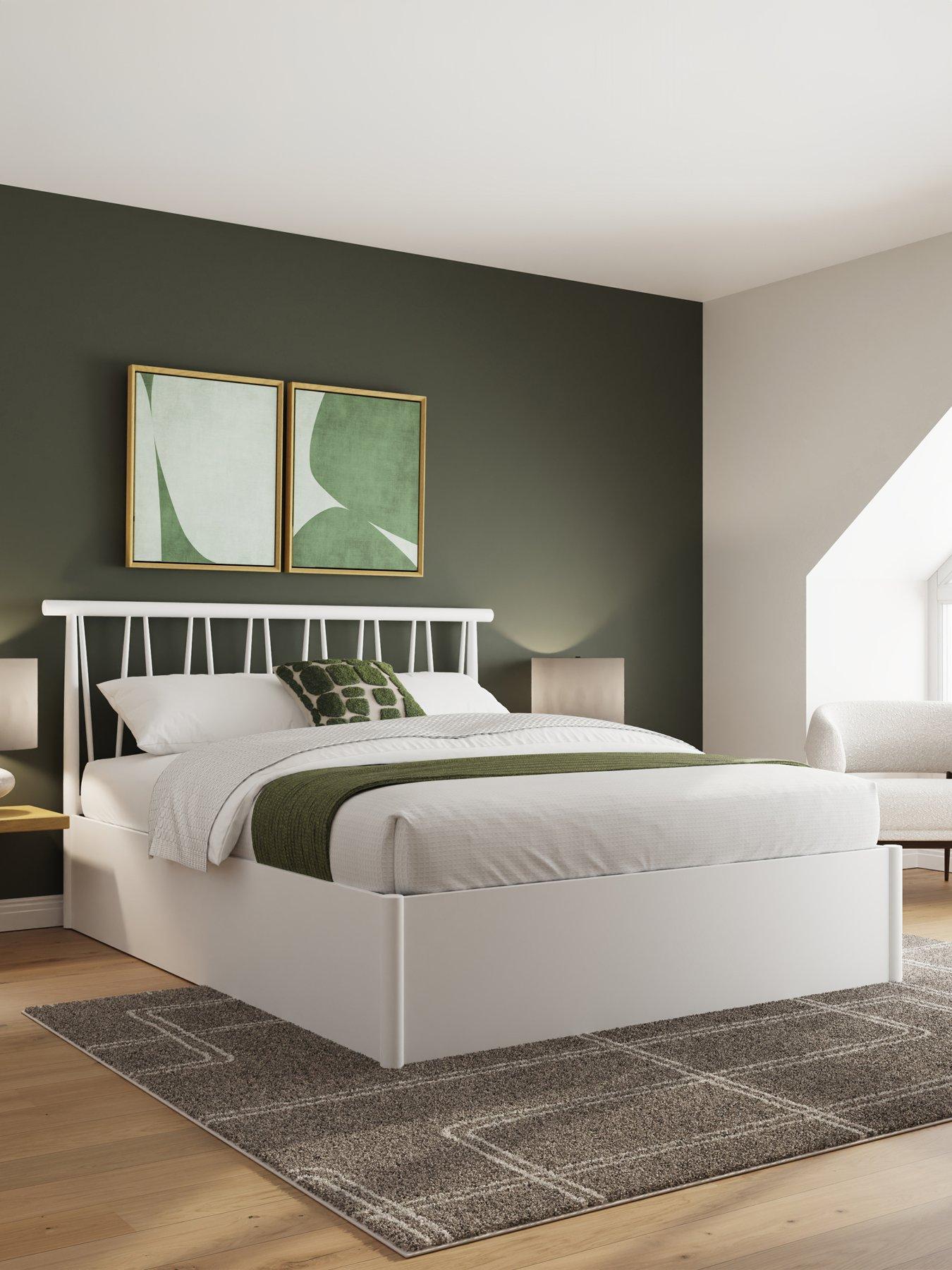 undefined Spindle End Lift Storage Ottoman Double Bed