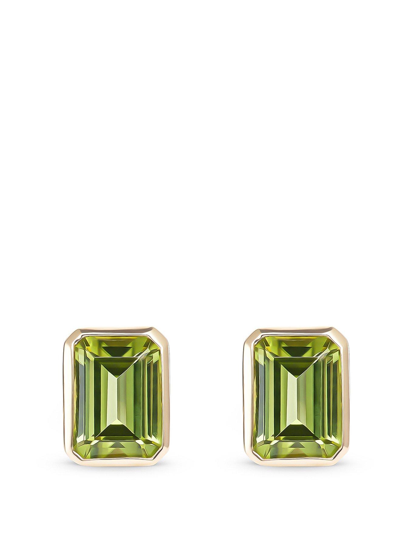 undefined 9ct Yellow Gold Peridot Stud Earrings