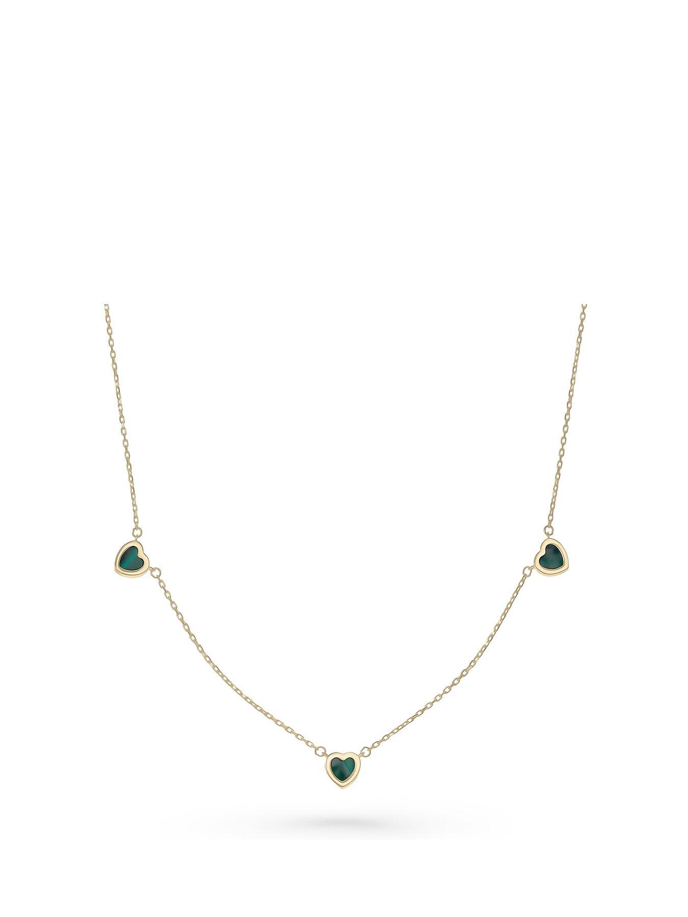 beaverbrooks-9ct-yellow-gold-malachite-heart-necklace