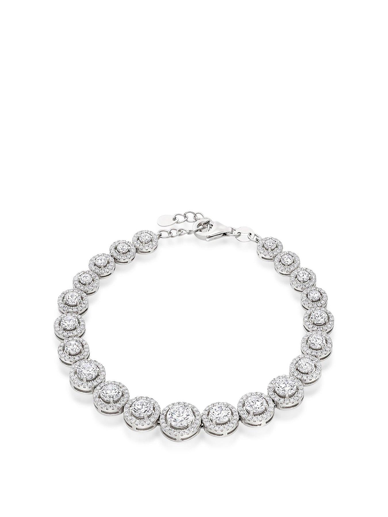  image of beaverbrooks-silver-cubic-zirconia-graduated-halo-bracelet