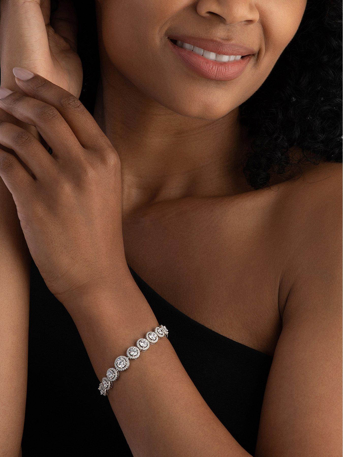  image of beaverbrooks-silver-cubic-zirconia-graduated-halo-bracelet
