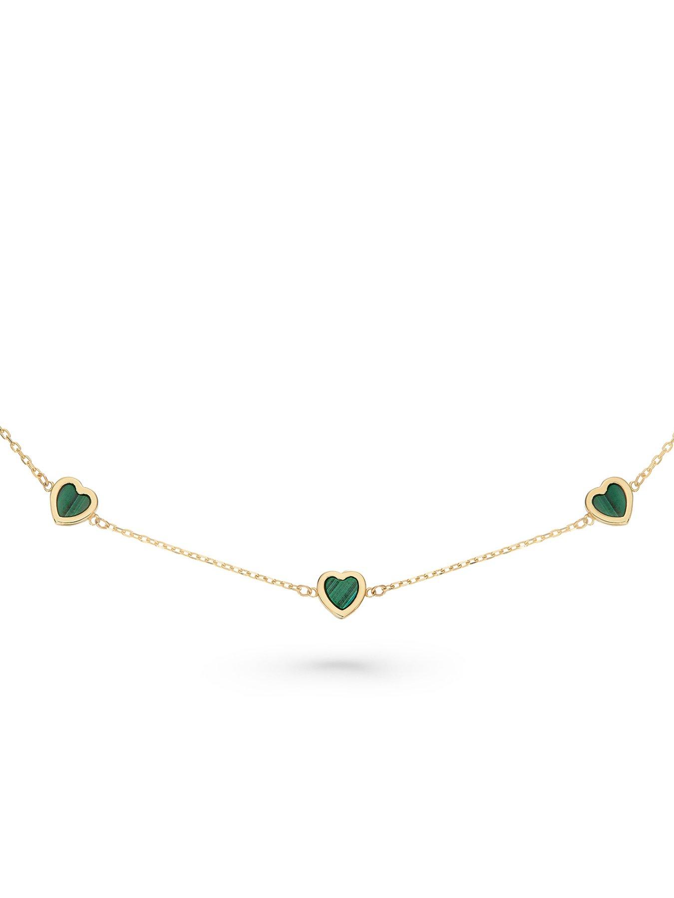  image of beaverbrooks-9ct-yellow-gold-malachite-heart-bracelet