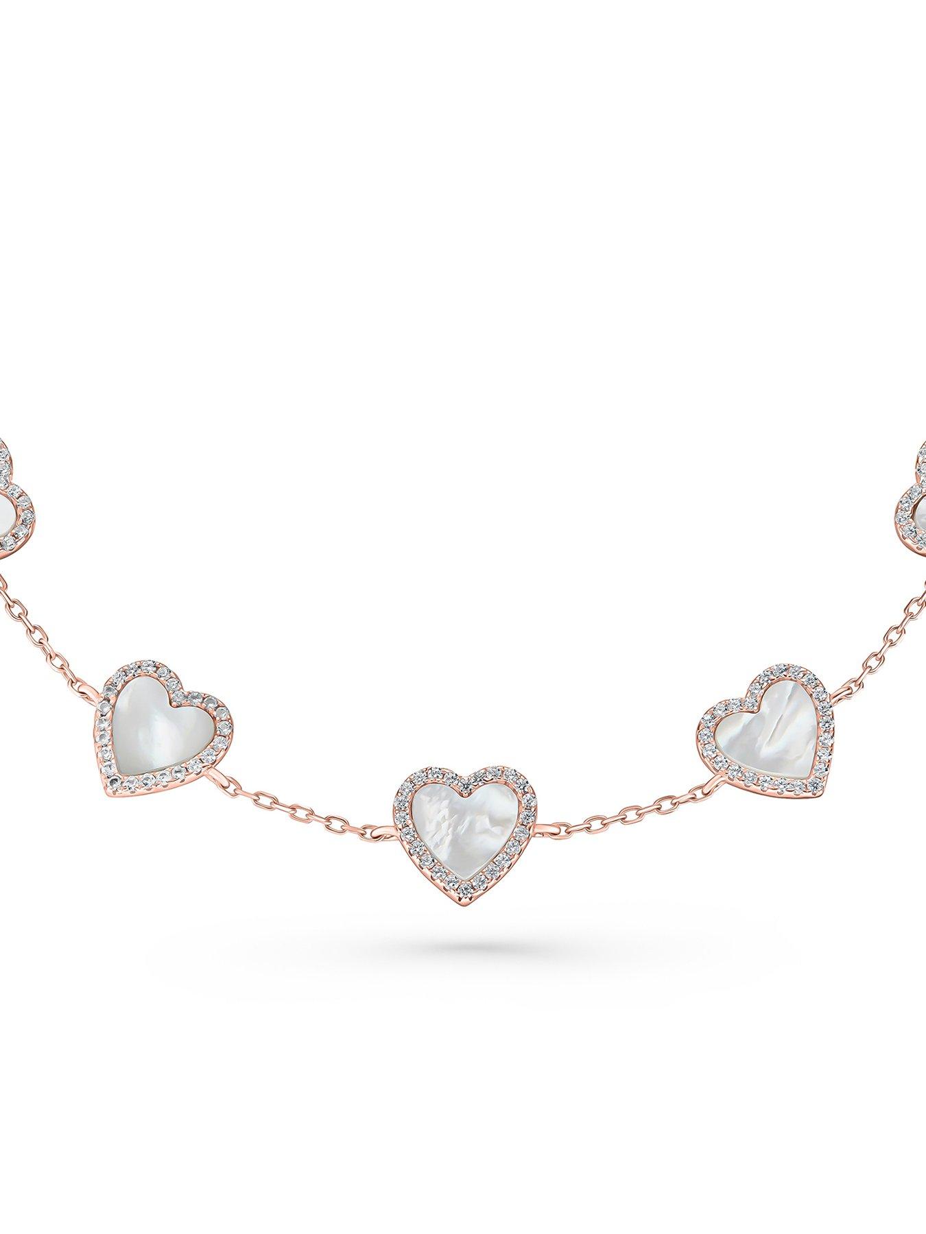  image of beaverbrooks-rose-gold-plated-cubic-zirconia-mother-of-pearl-heart-bracelet
