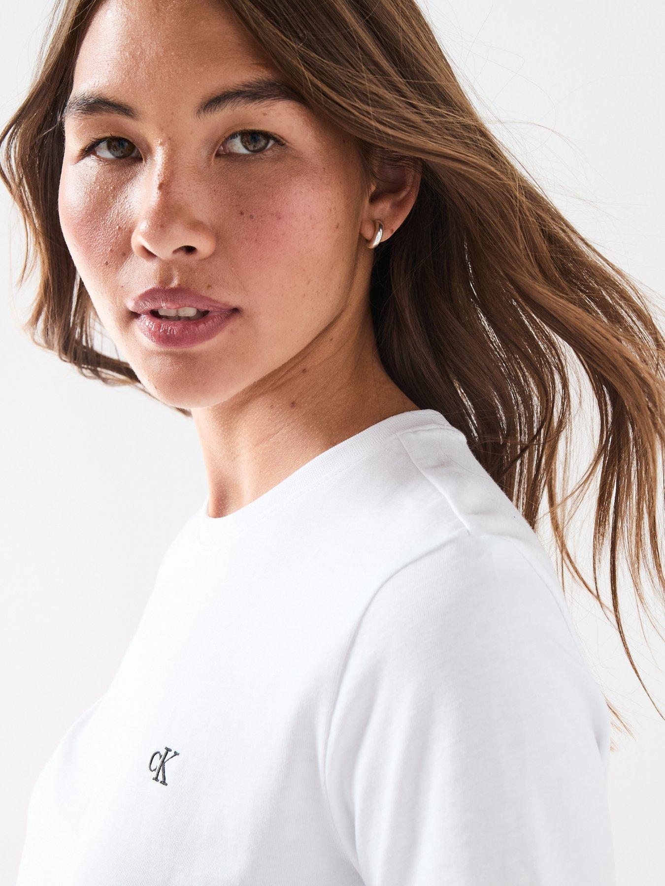 Image 4 of 4 of Calvin Klein Jeans Archive Jersey Crew T-Shirt - Brilliant White