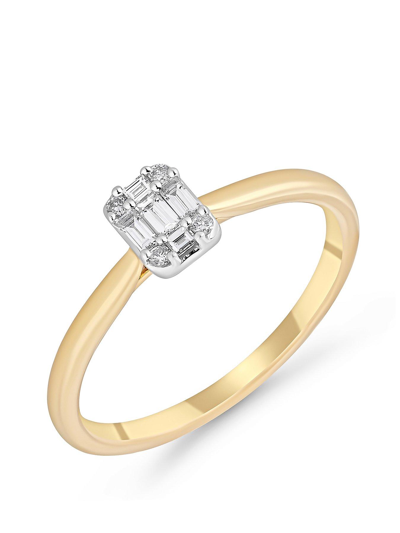 Image 1 of 5 of Beaverbrooks 9ct Yellow Gold Diamond Cluster Engagement Ring