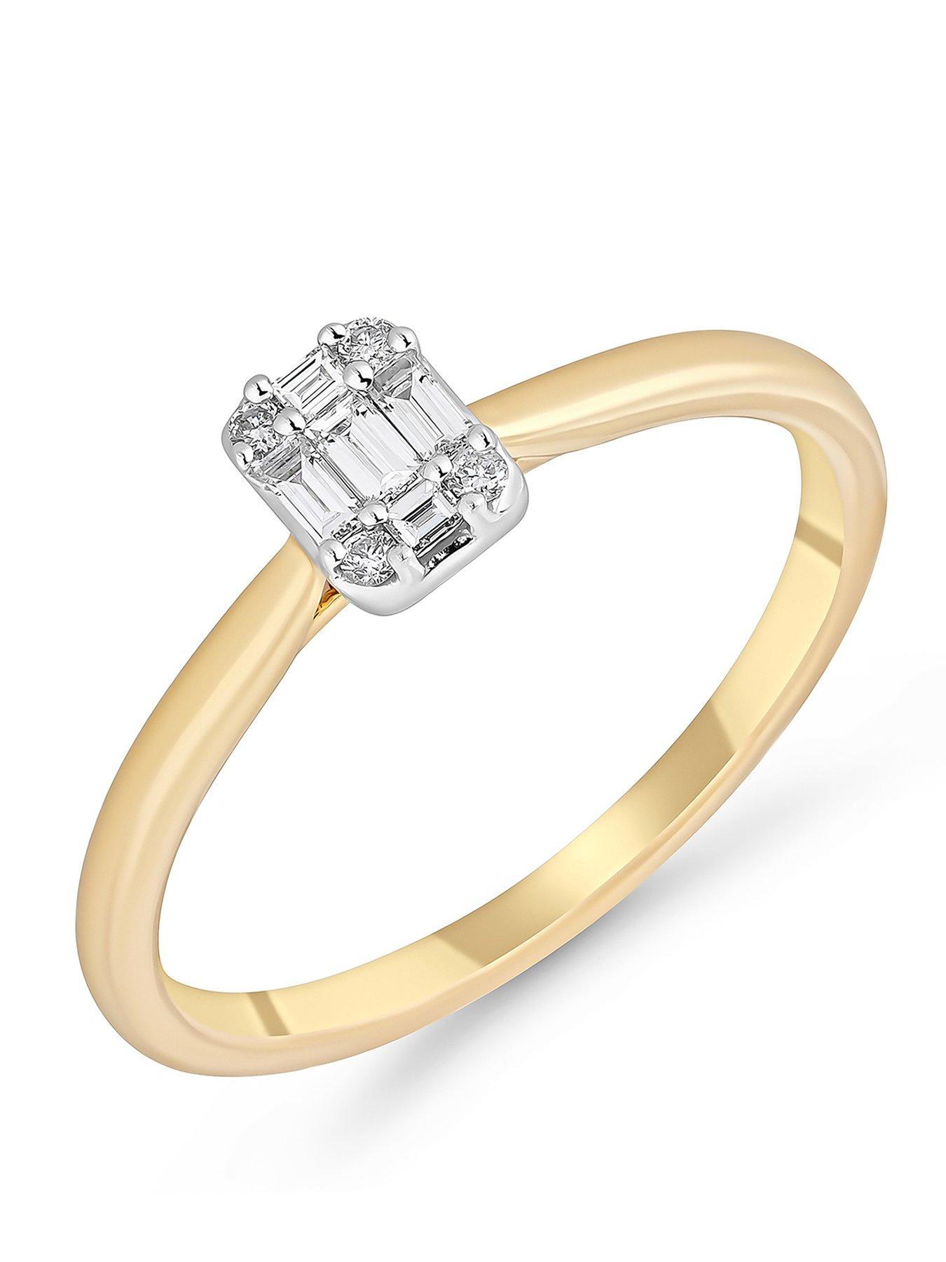 Beaverbrooks 9ct Yellow Gold Diamond Cluster Engagement Ring