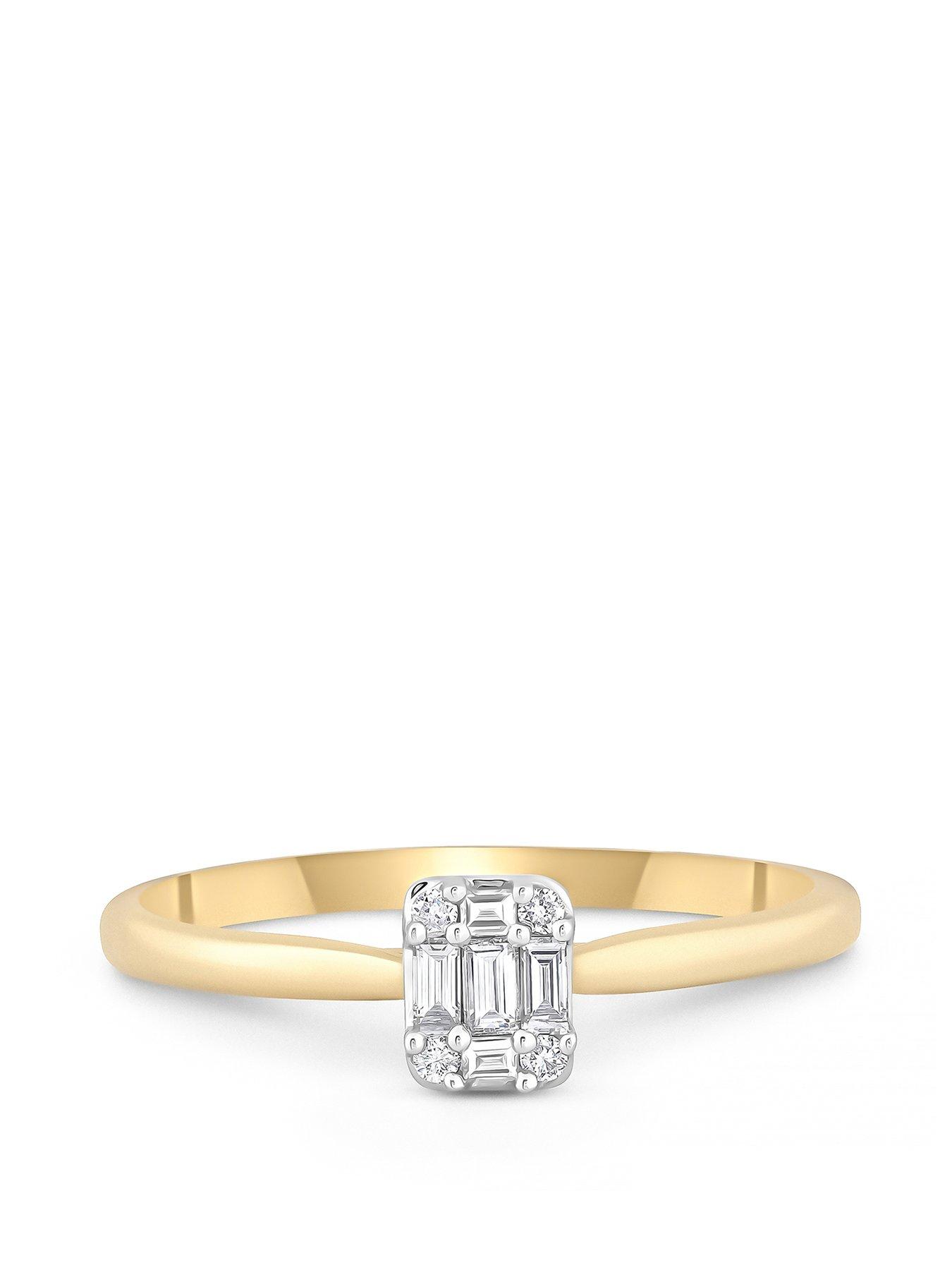 Image 2 of 5 of Beaverbrooks 9ct Yellow Gold Diamond Cluster Engagement Ring