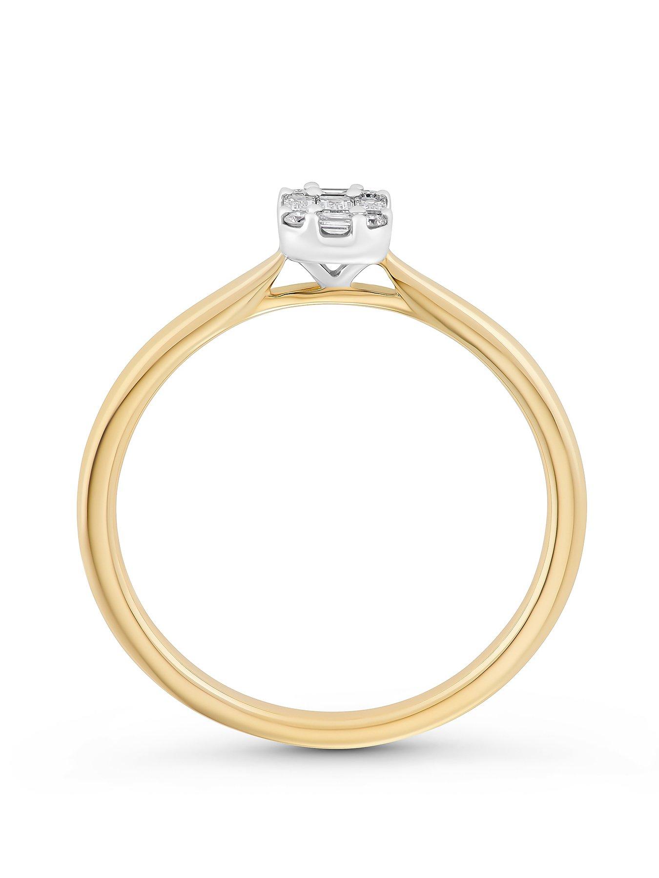 Image 3 of 5 of Beaverbrooks 9ct Yellow Gold Diamond Cluster Engagement Ring