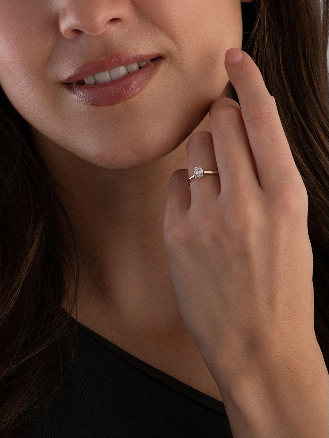 Image 5 of 5 of Beaverbrooks 9ct Yellow Gold Diamond Cluster Engagement Ring