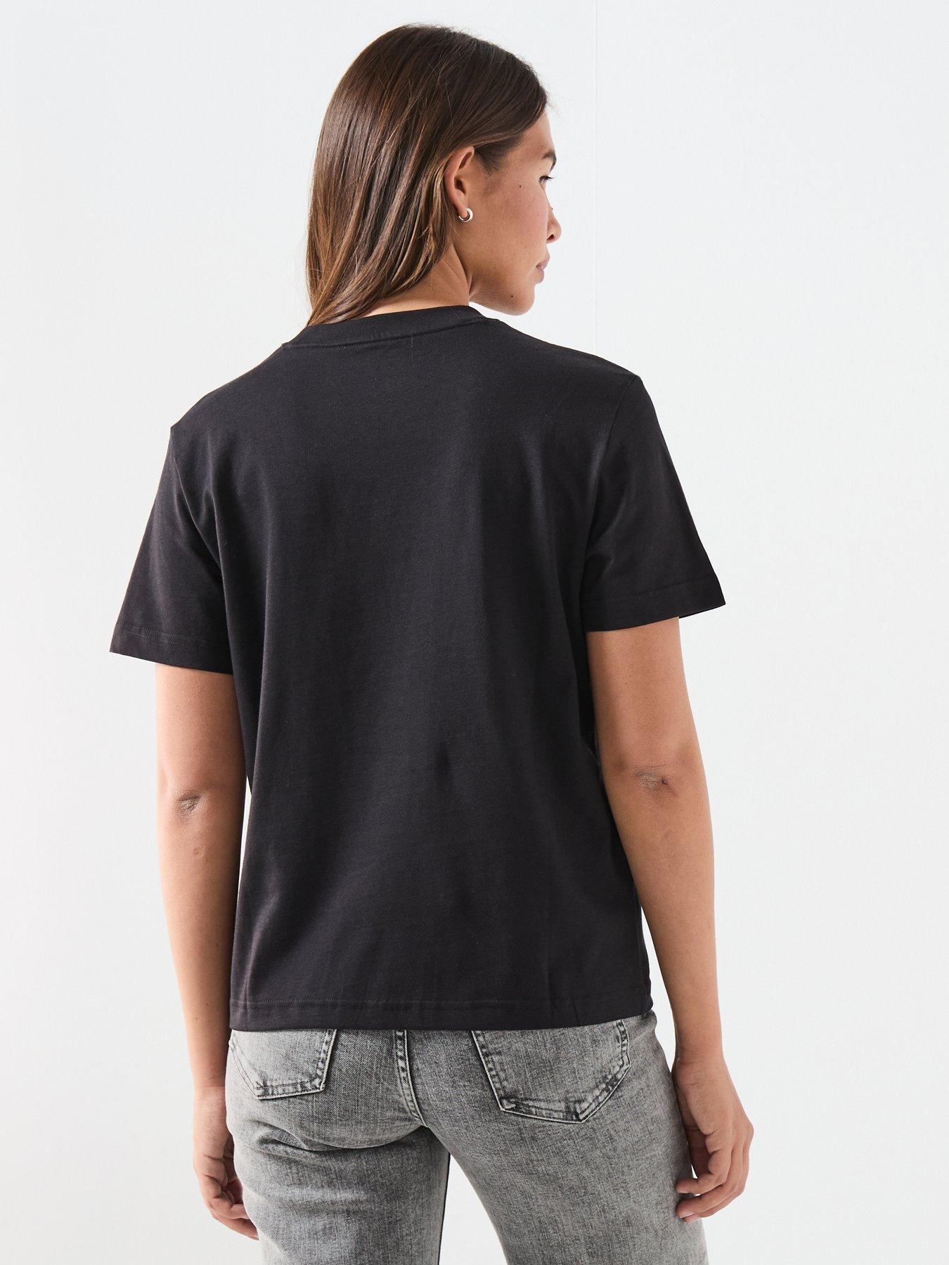 Image 2 of 5 of Calvin Klein Jeans Womens Logo Print Crew Neck T-Shirt - Black