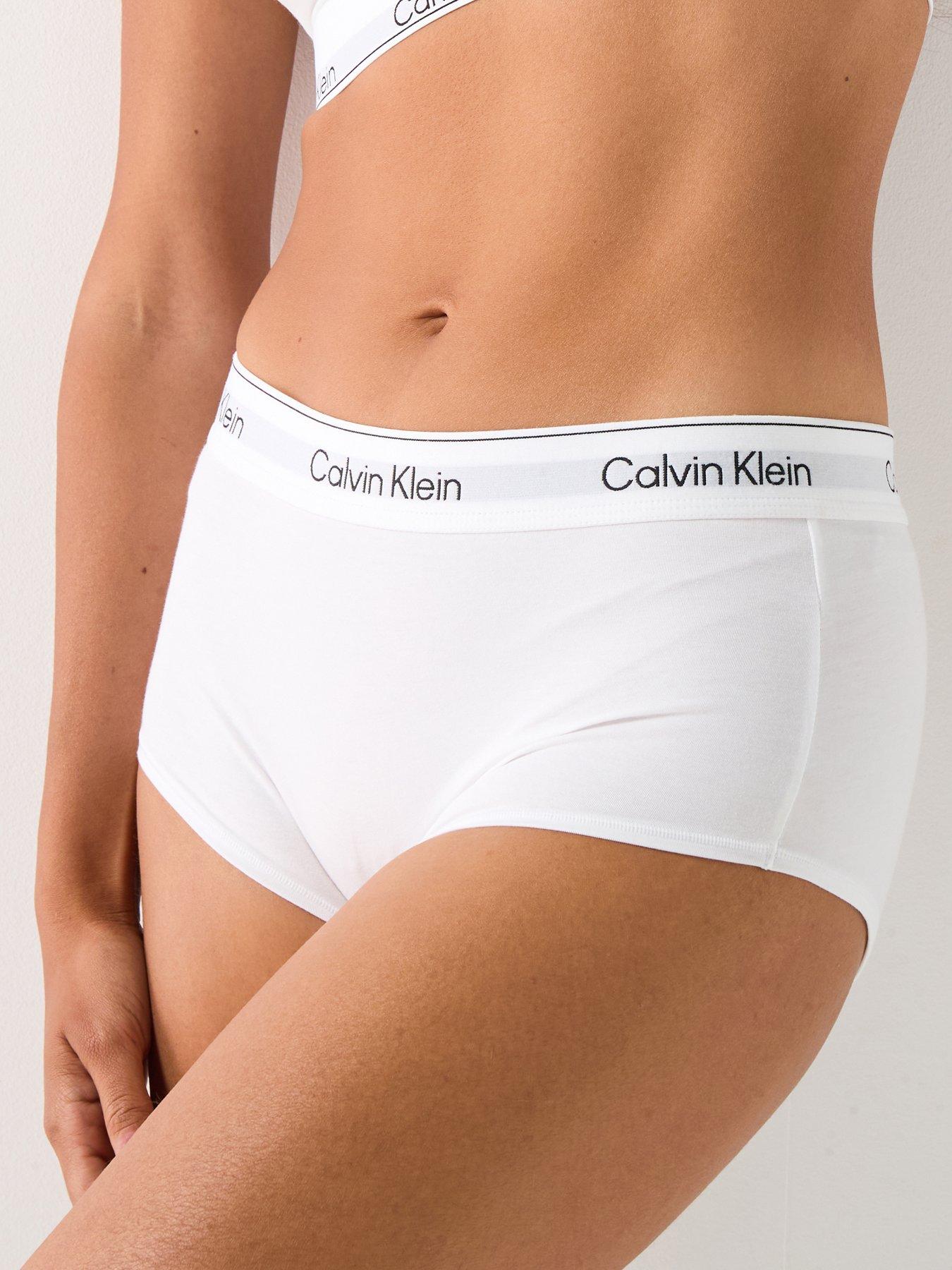 Image 1 of 6 of Calvin Klein Boyshorts Styled Underwear - White